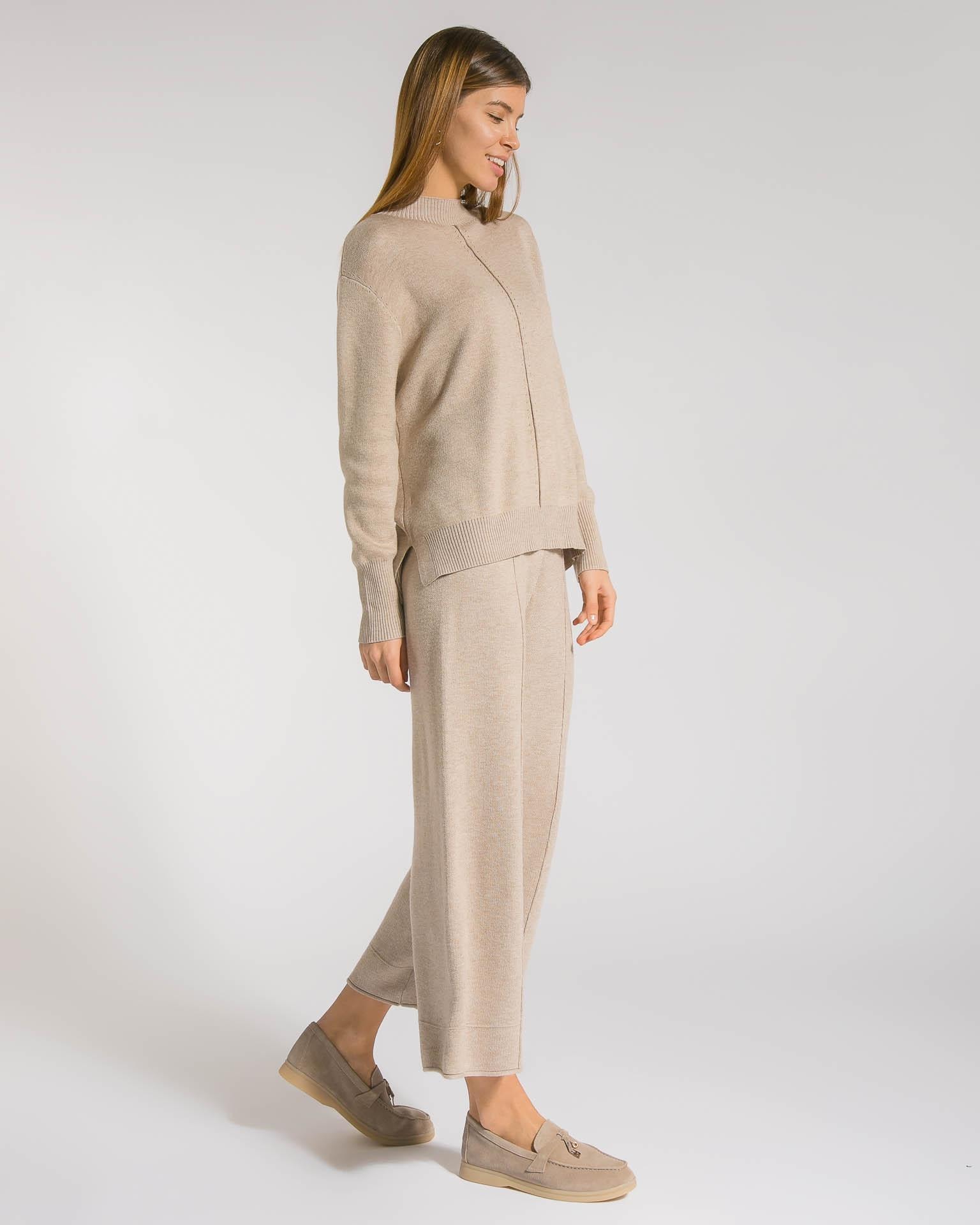 Suit with culotte trousers and a loose jumper, Beige — photo 3