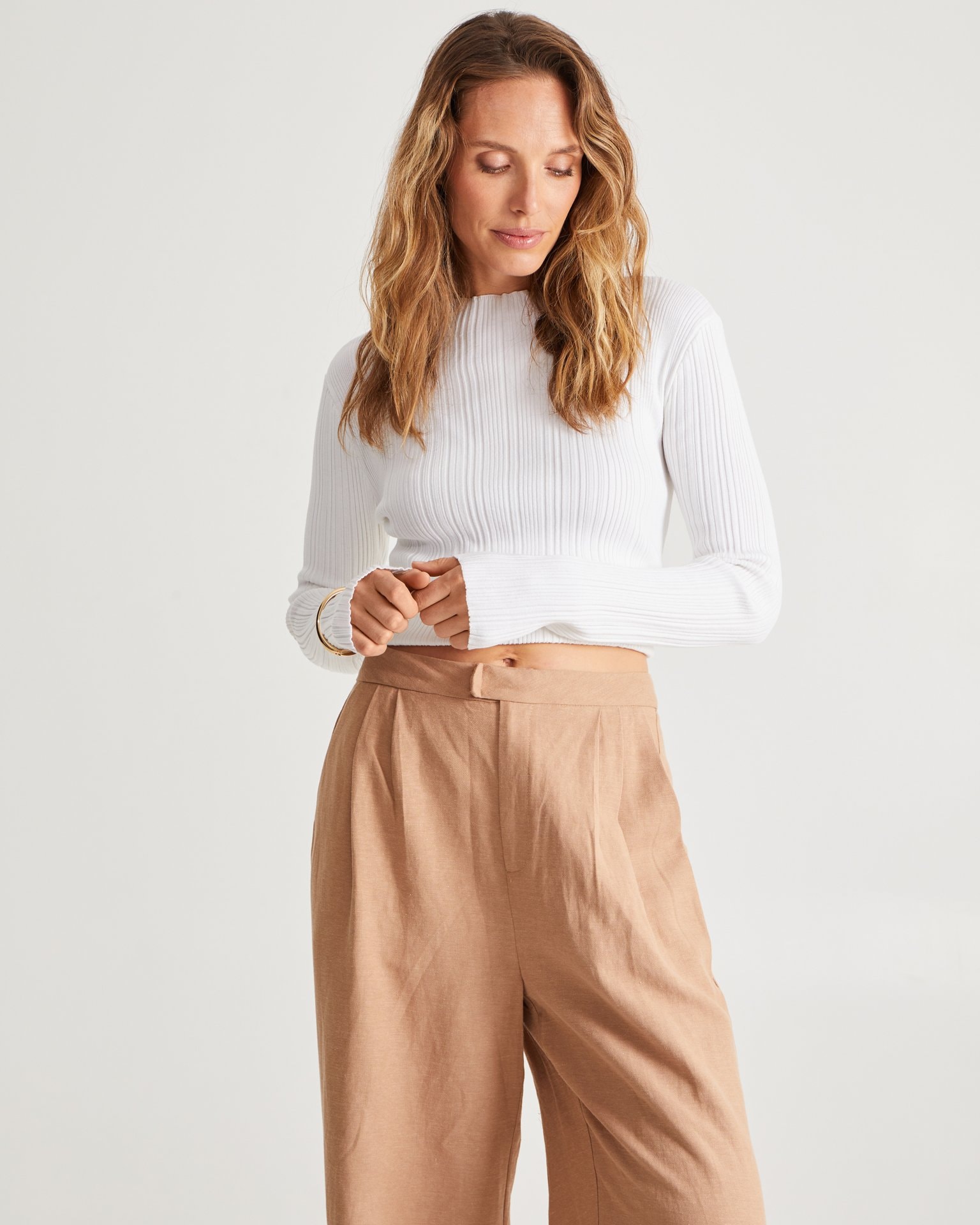 Linen Trousers, Brown-Beige — photo 2