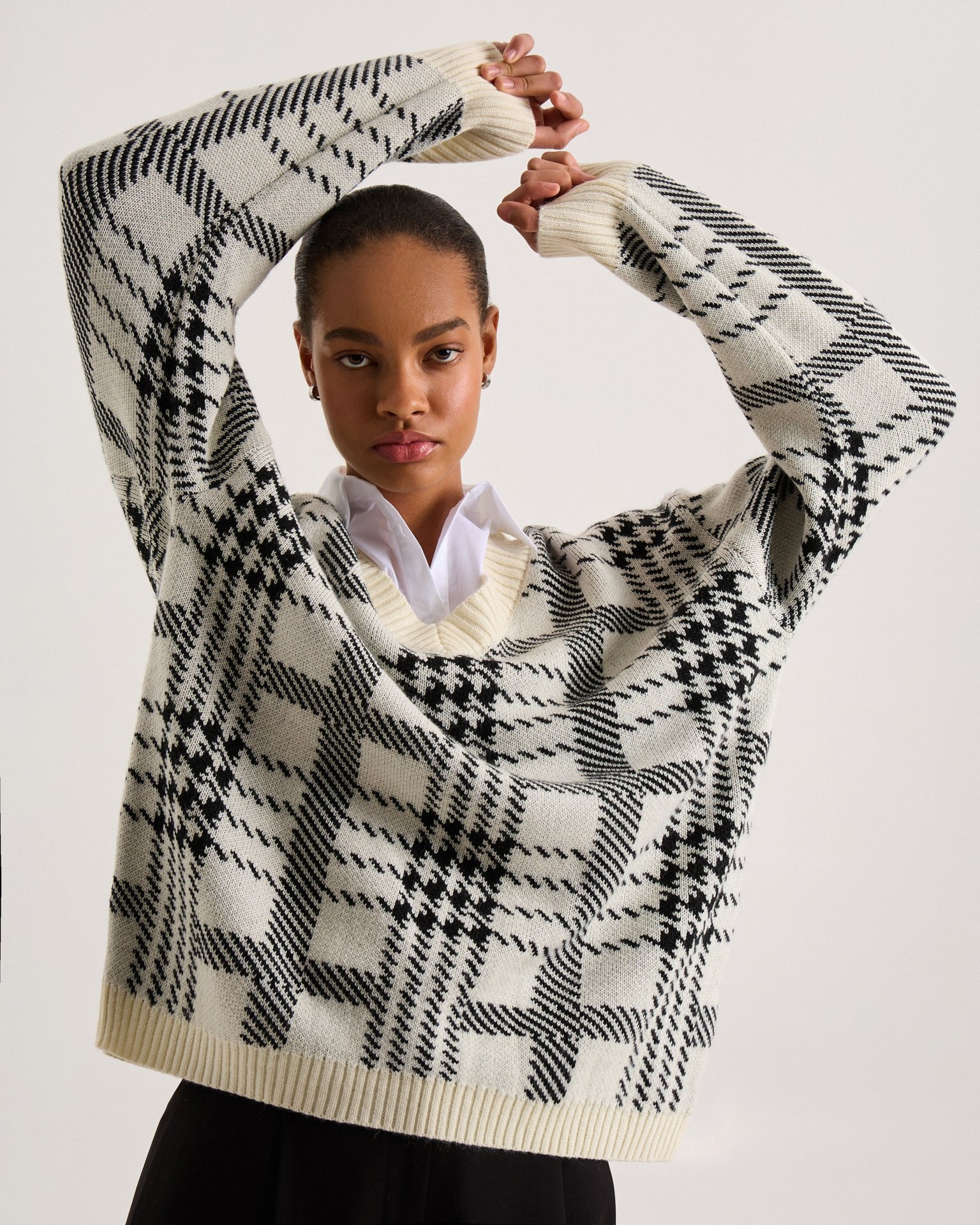 Checkerboard Jumper, Milk — photo 7