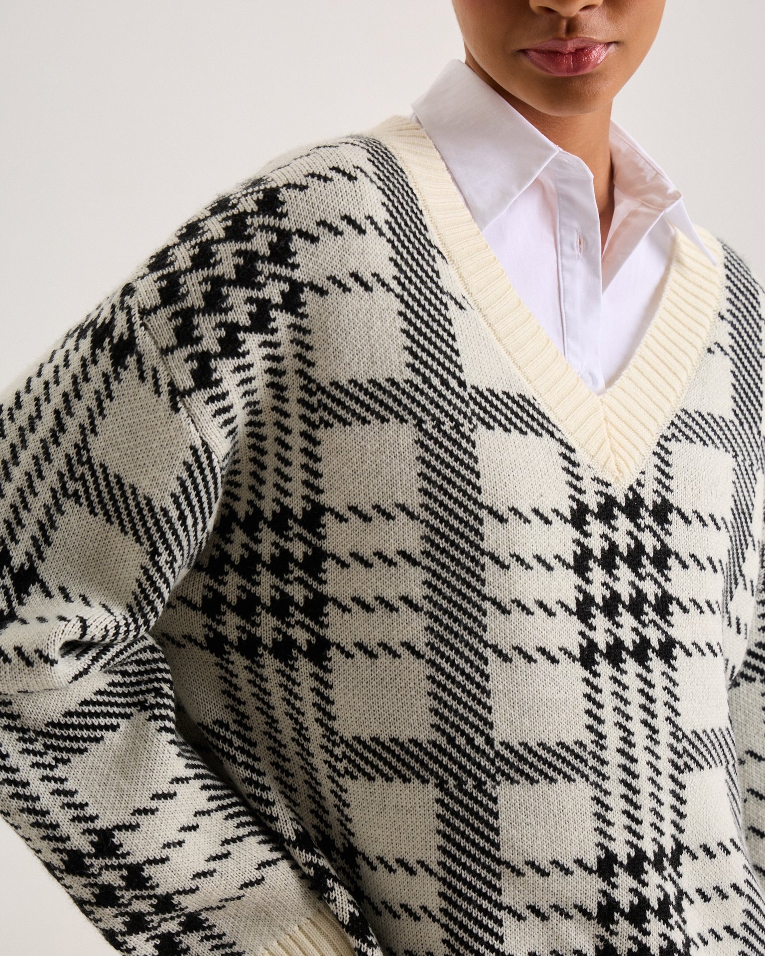 Checkerboard Jumper, Milk — photo 9