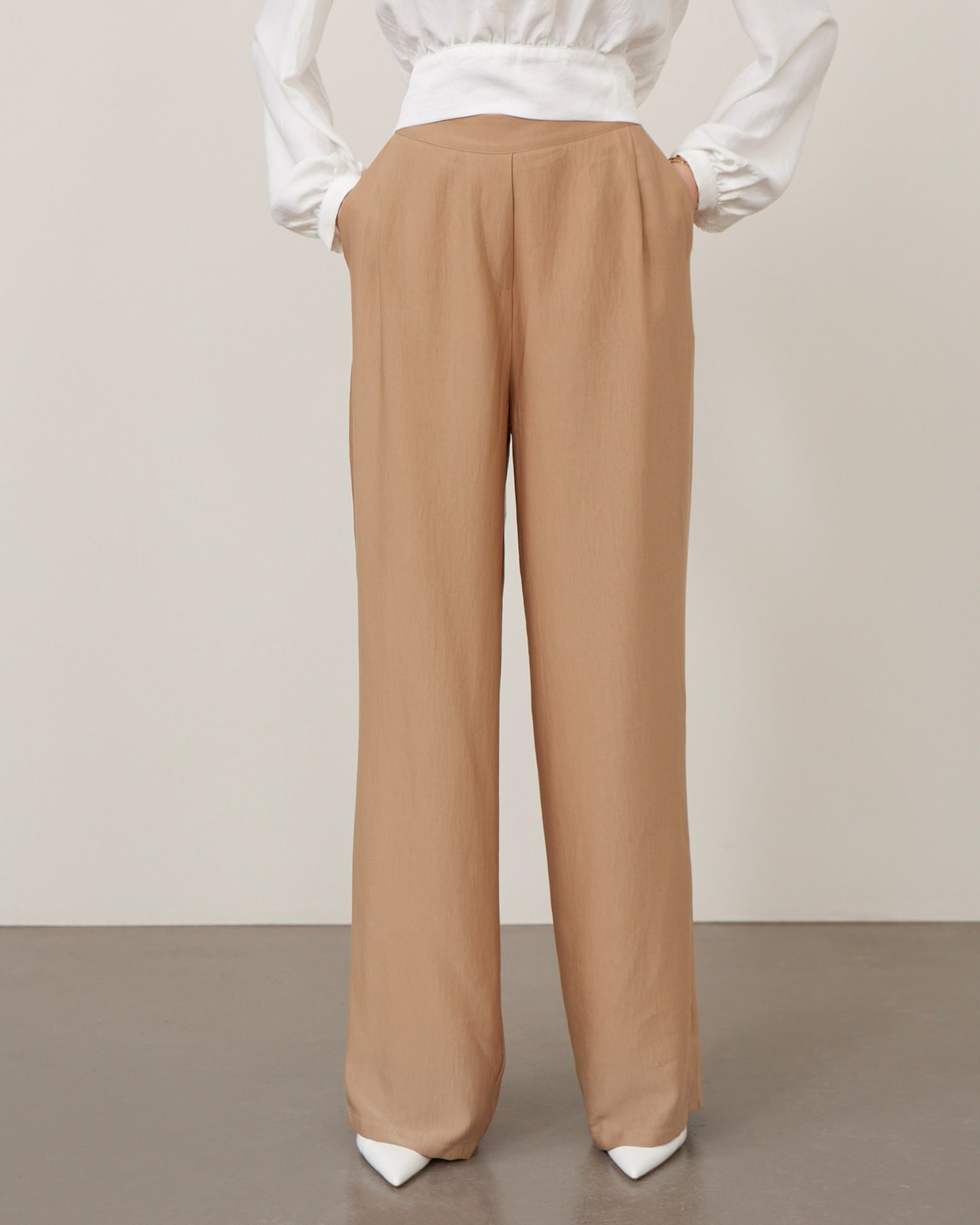 Flared-leg trousers, Beige — photo 2