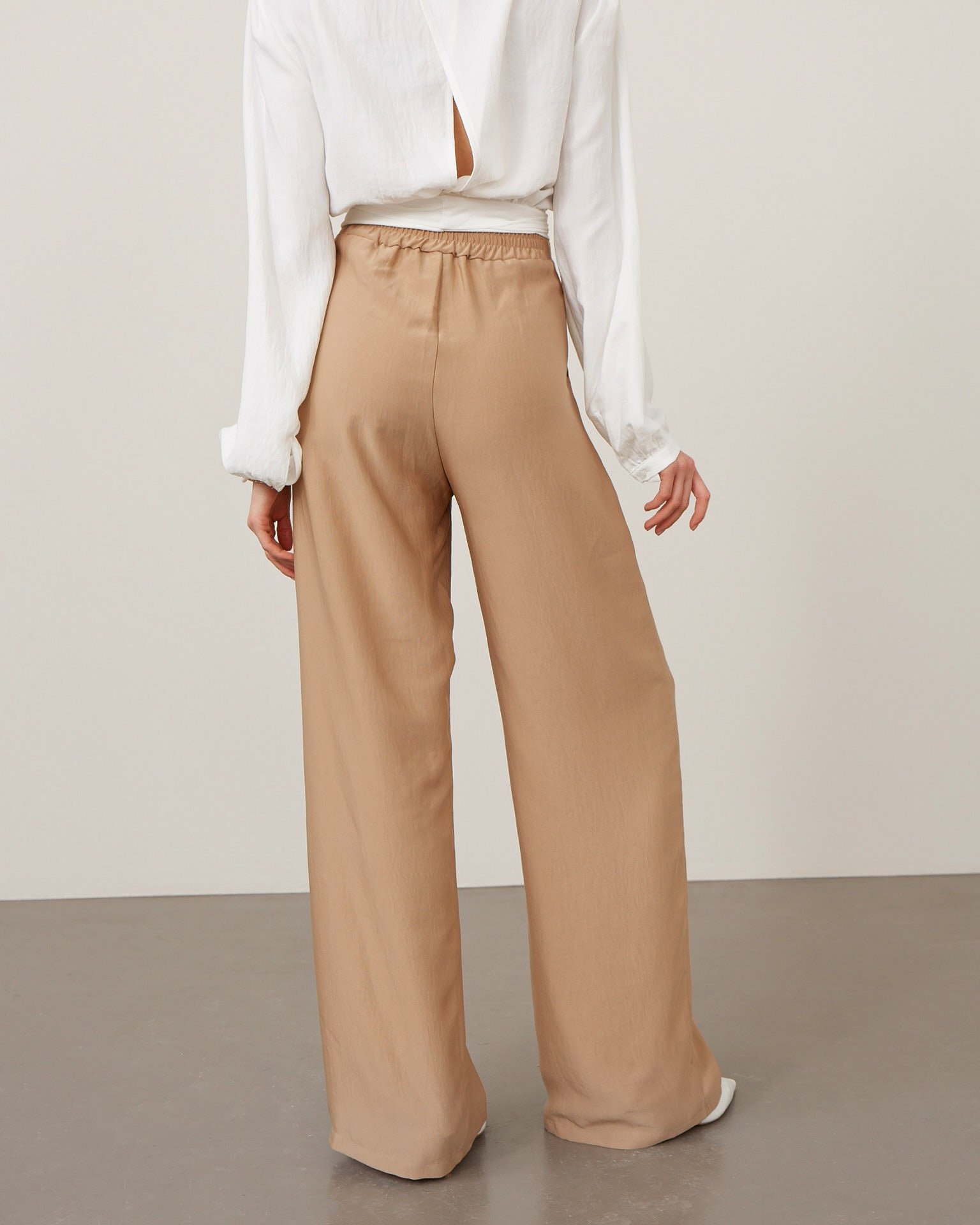 Flared-leg trousers, Beige — photo 3