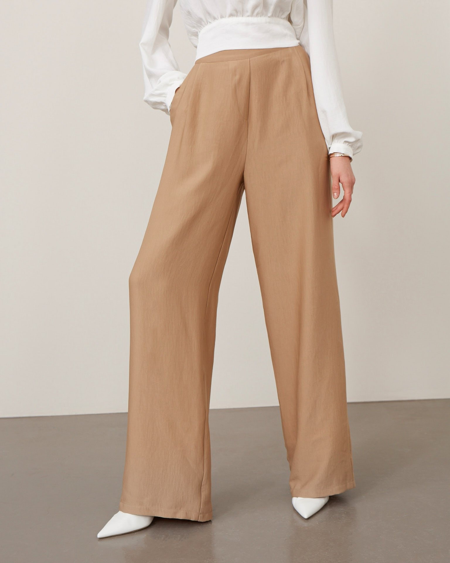 Flared-leg trousers, Beige