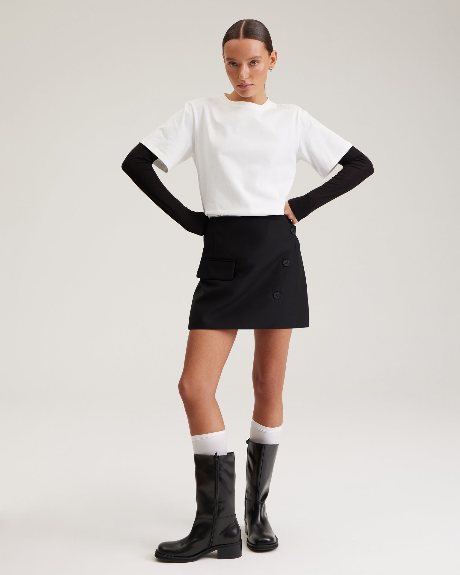Wrap mini skirt, Black — photo 4