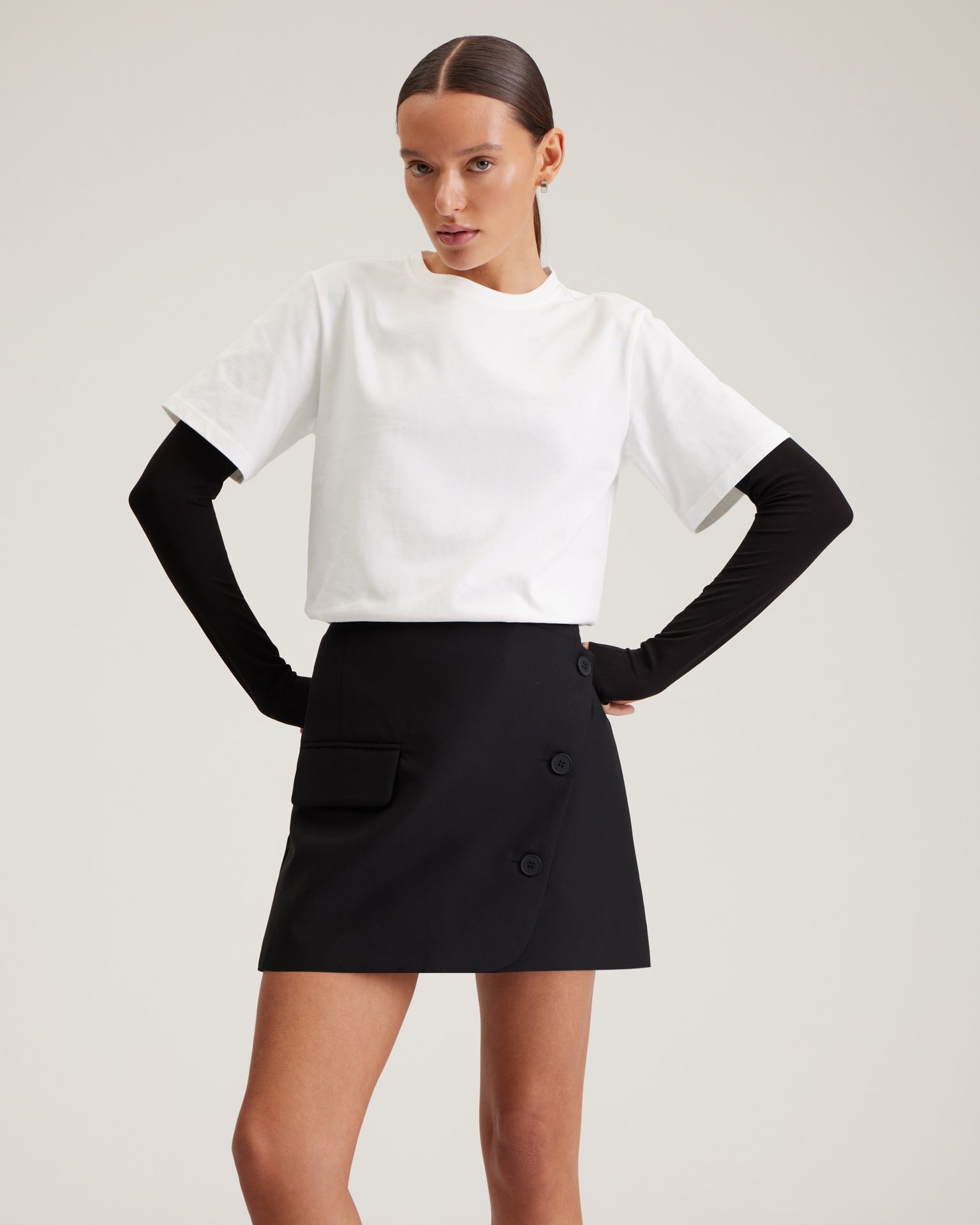 Wrap mini skirt, Black — photo 2