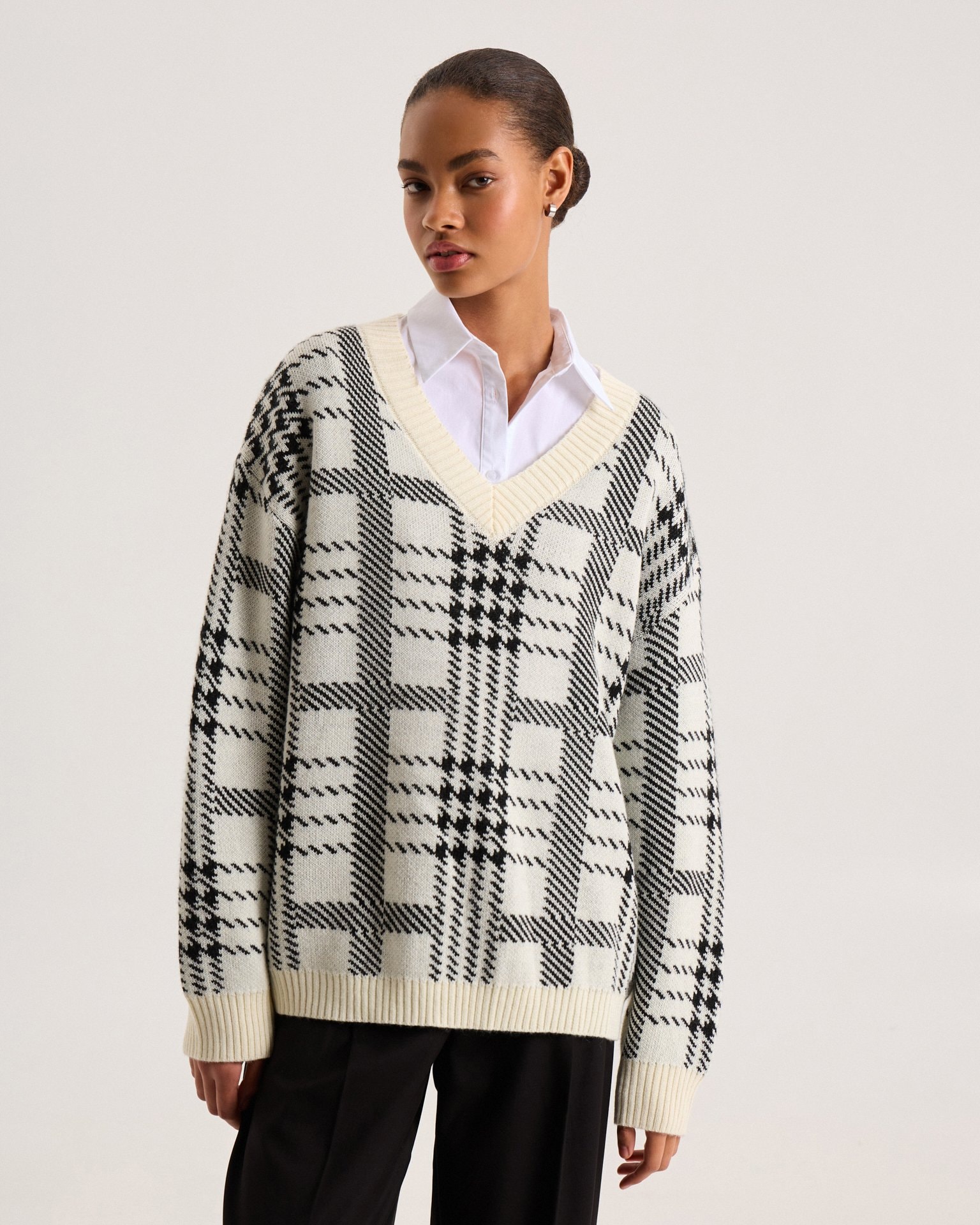 Checkerboard Jumper, Milk — photo 6