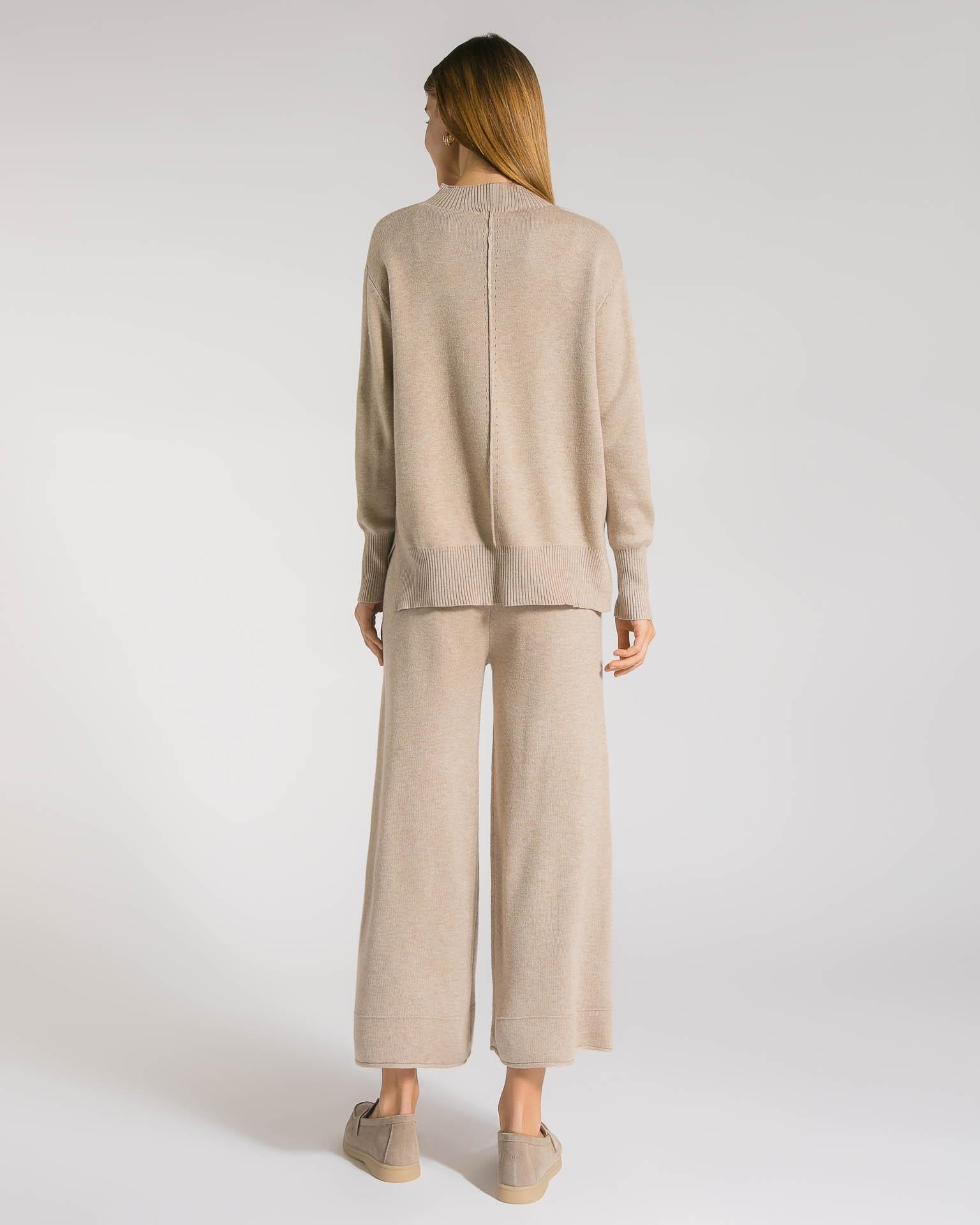 Suit with culotte trousers and a loose jumper, Beige — photo 5