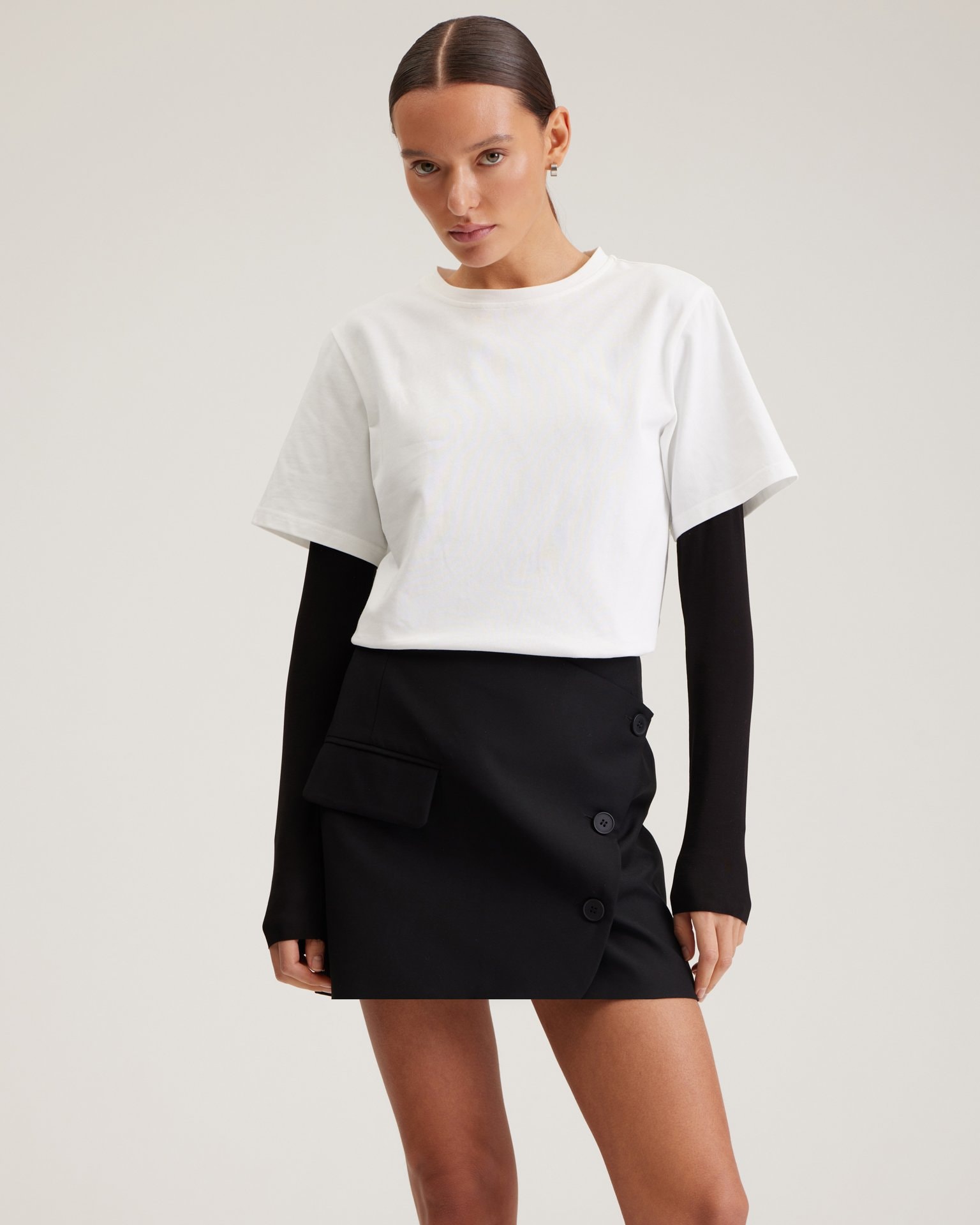 Wrap mini skirt, Black — photo 5
