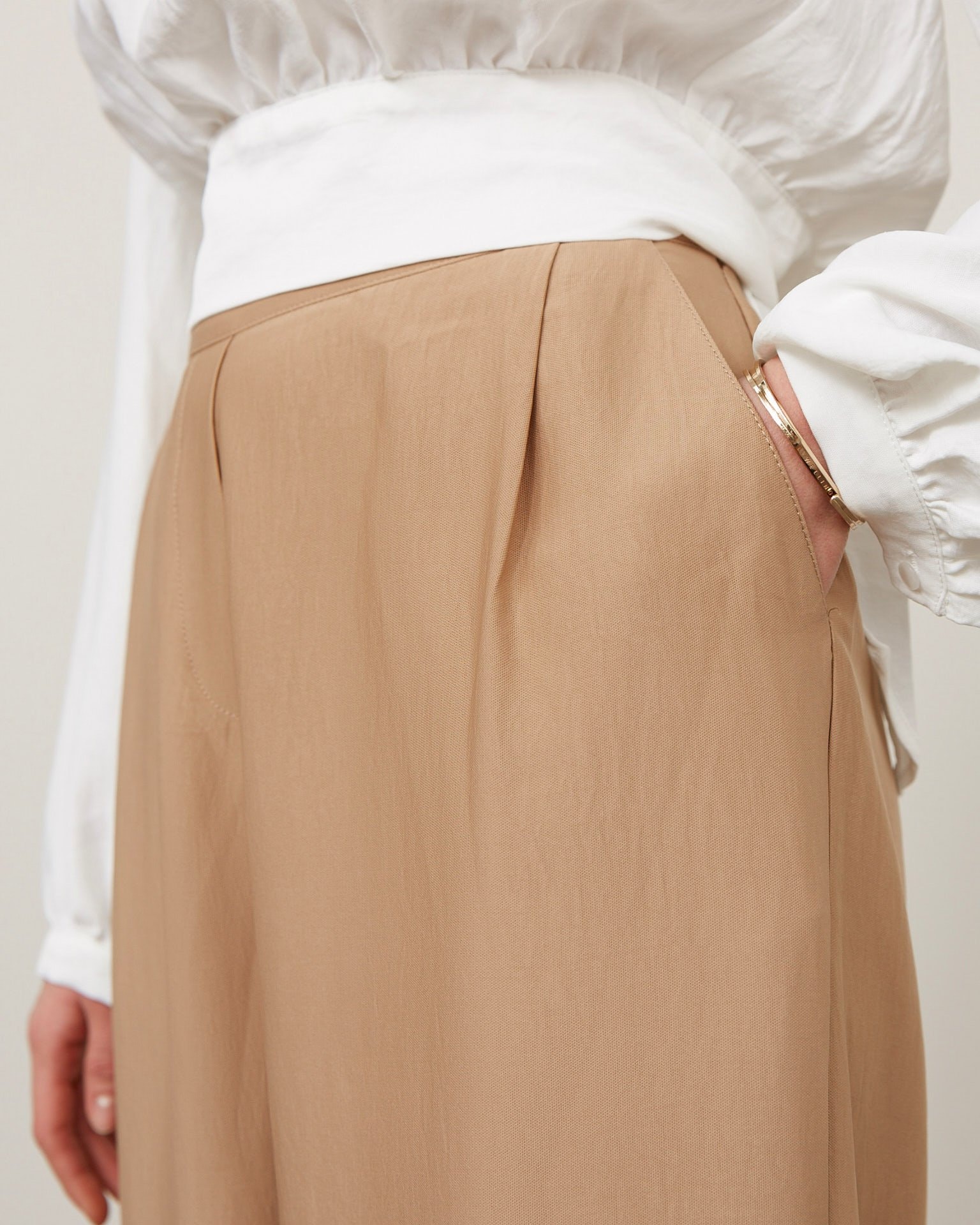 Flared-leg trousers, Beige — photo 5