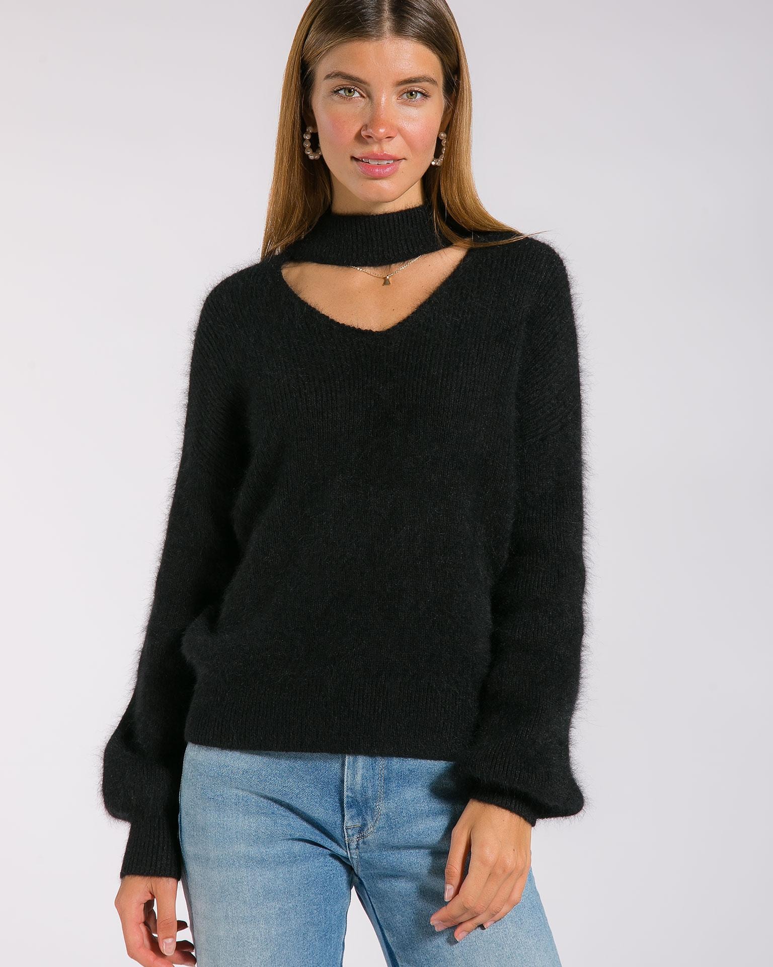 A jumper with a choker ribbon, Black — photo 3