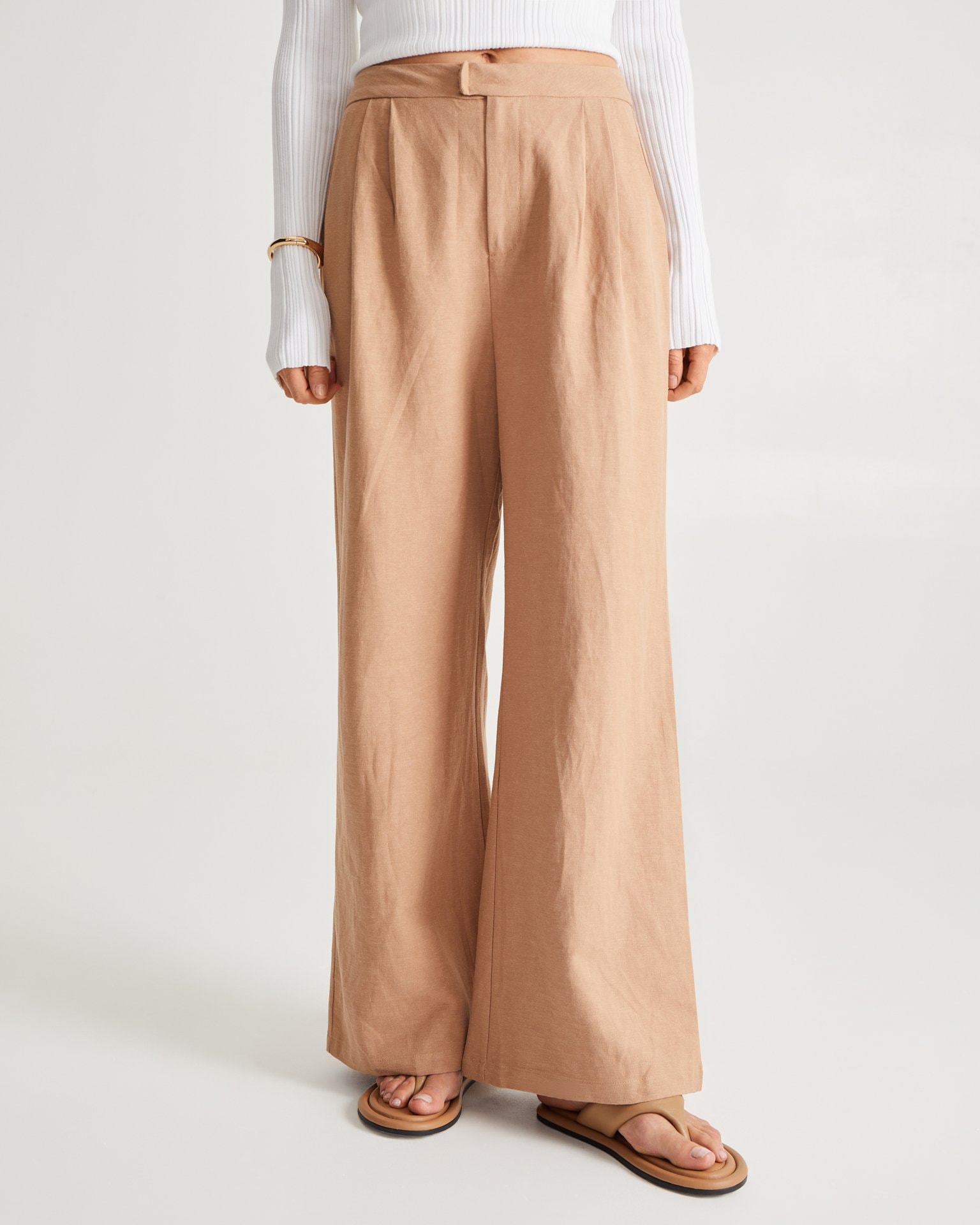 Linen Trousers, Brown-Beige — photo 4