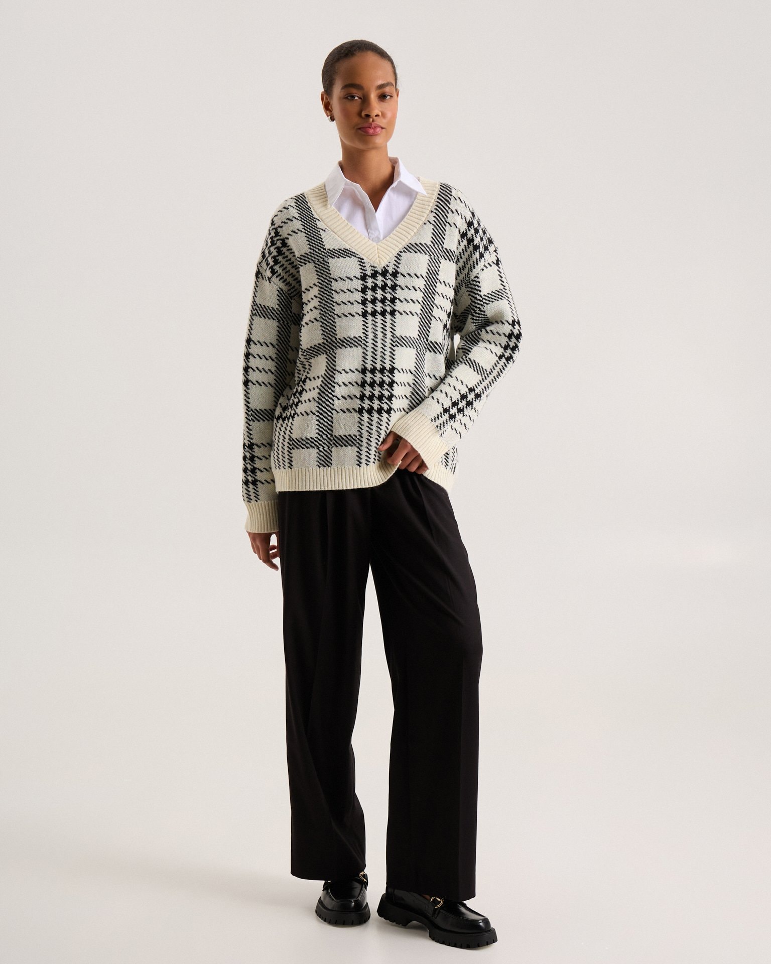 Checkerboard Jumper, Milk — photo 5