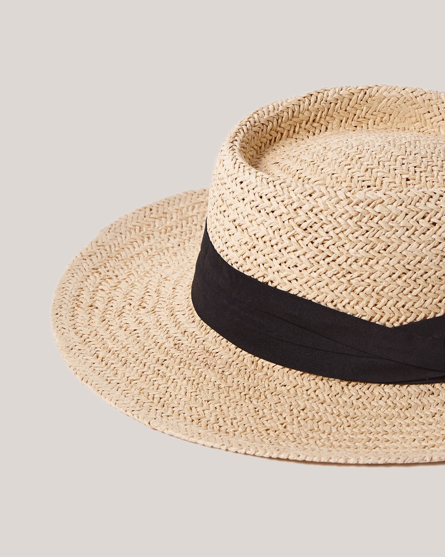 Straw hat with ribbon, Black — photo 2