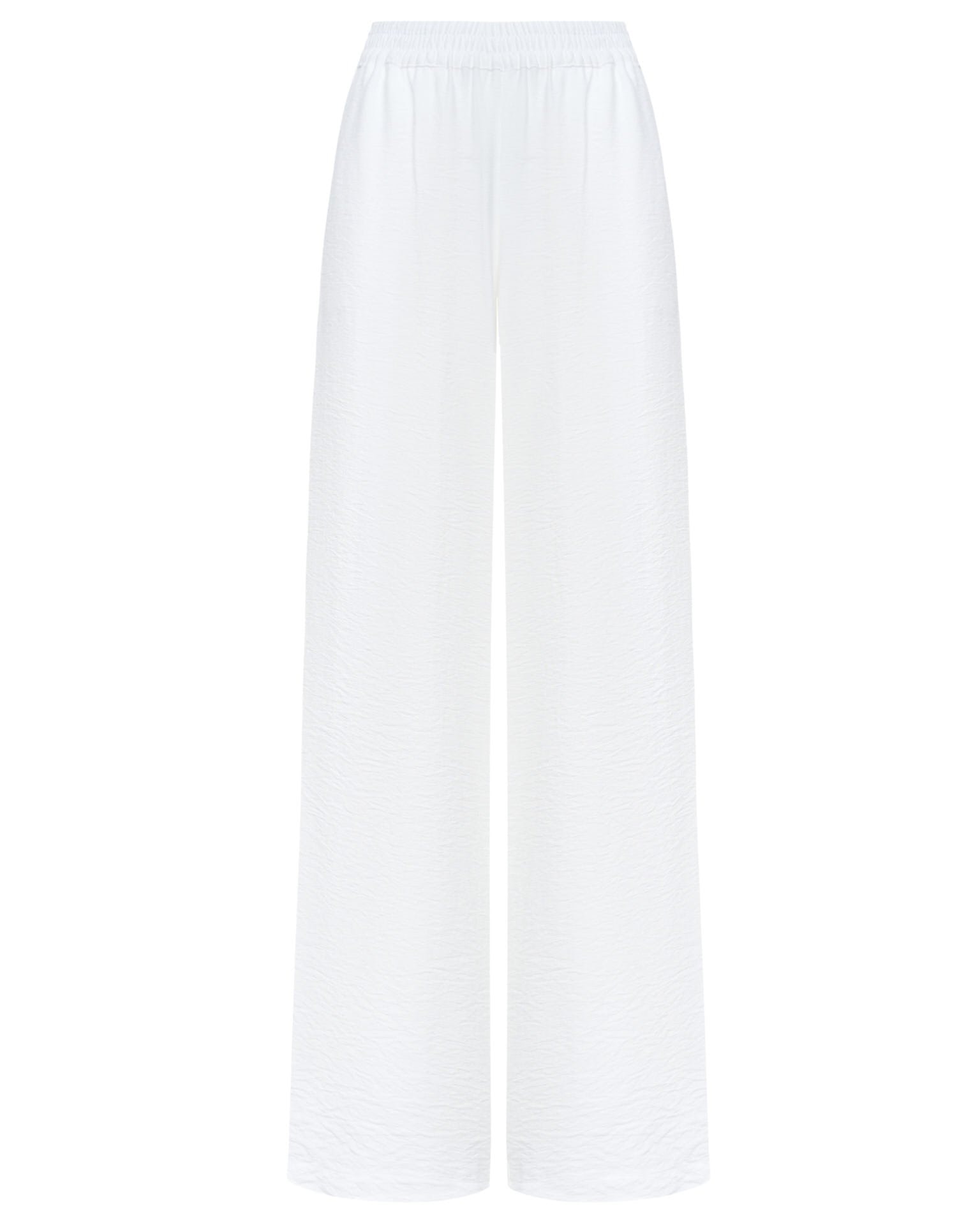White Trousers with Elastic Waist, White — photo 6