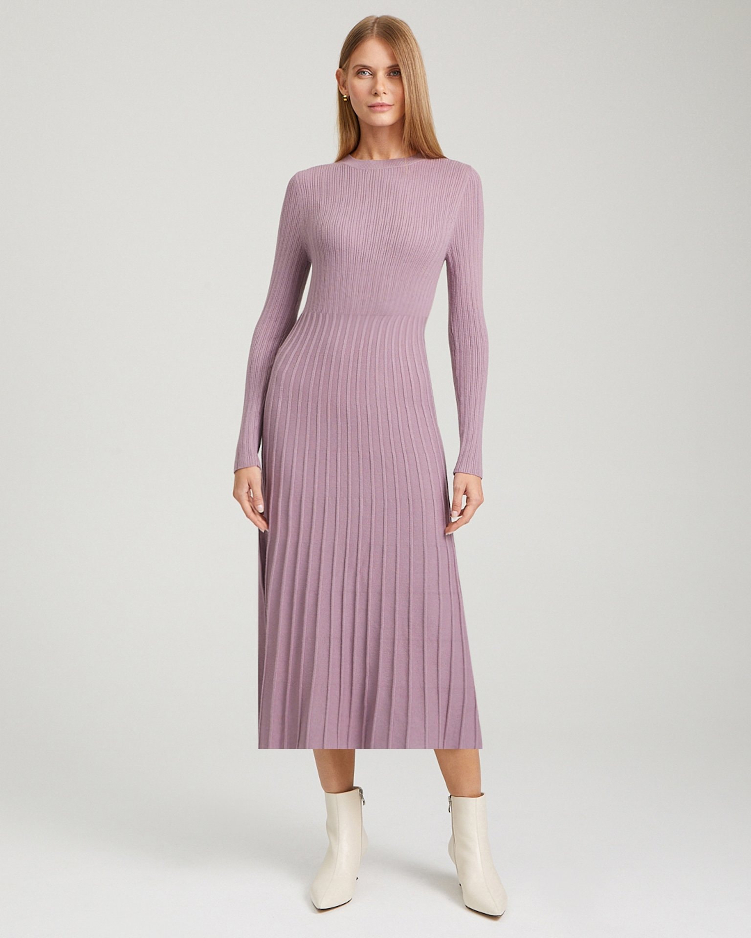 Knit Mid-Length Dress, Brown — photo 5