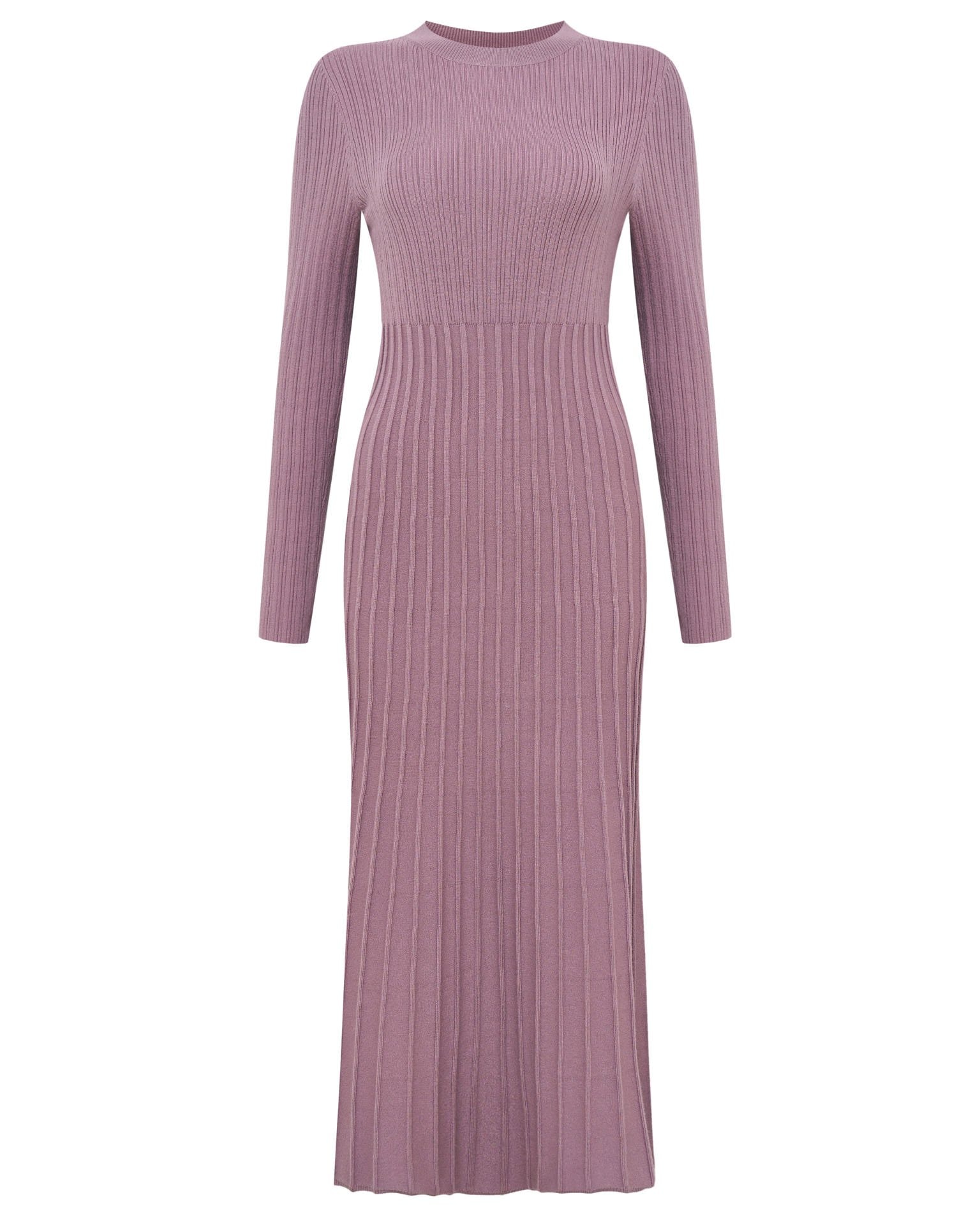 Knit Mid-Length Dress, Brown — photo 3