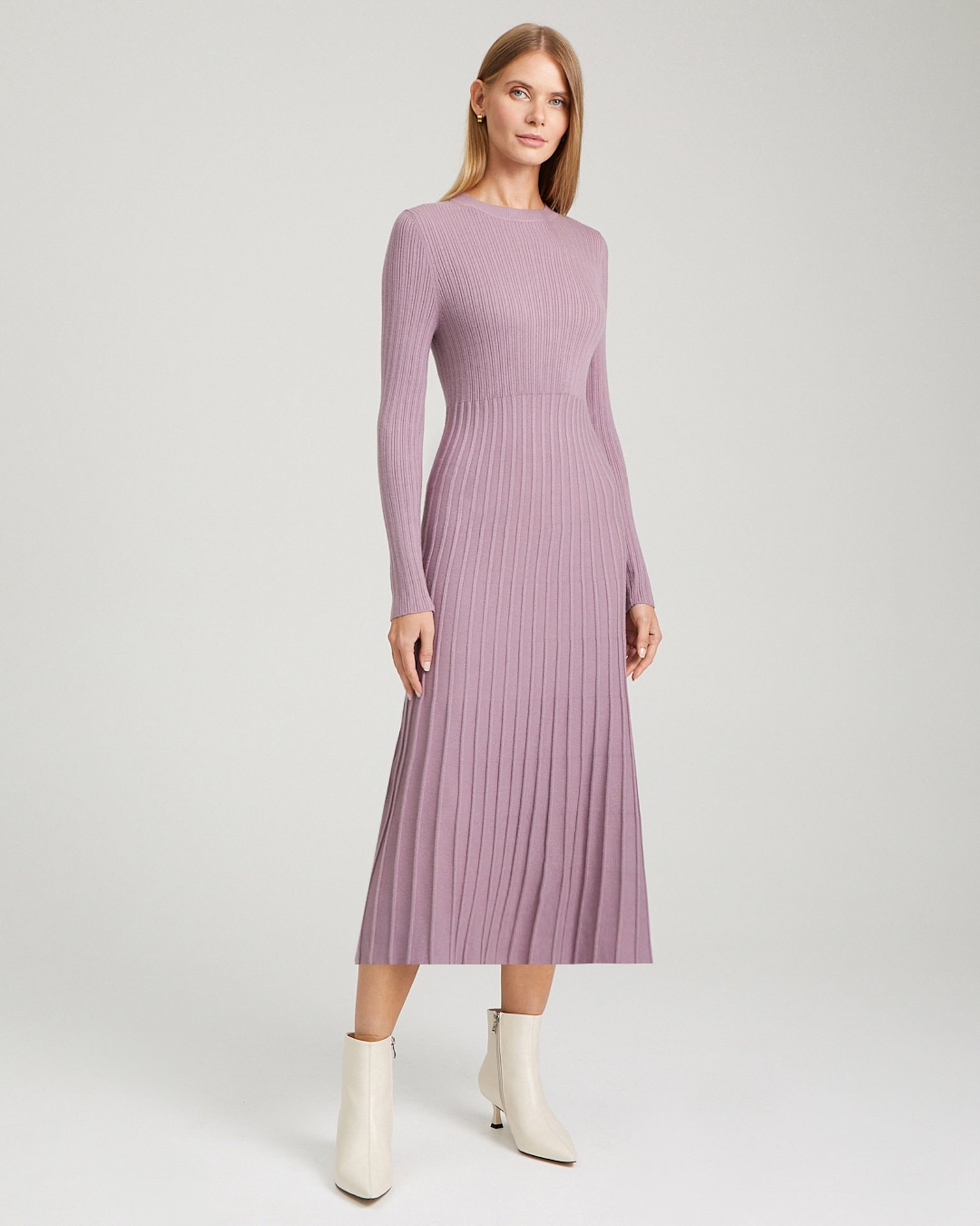 Knit Mid-Length Dress, Brown