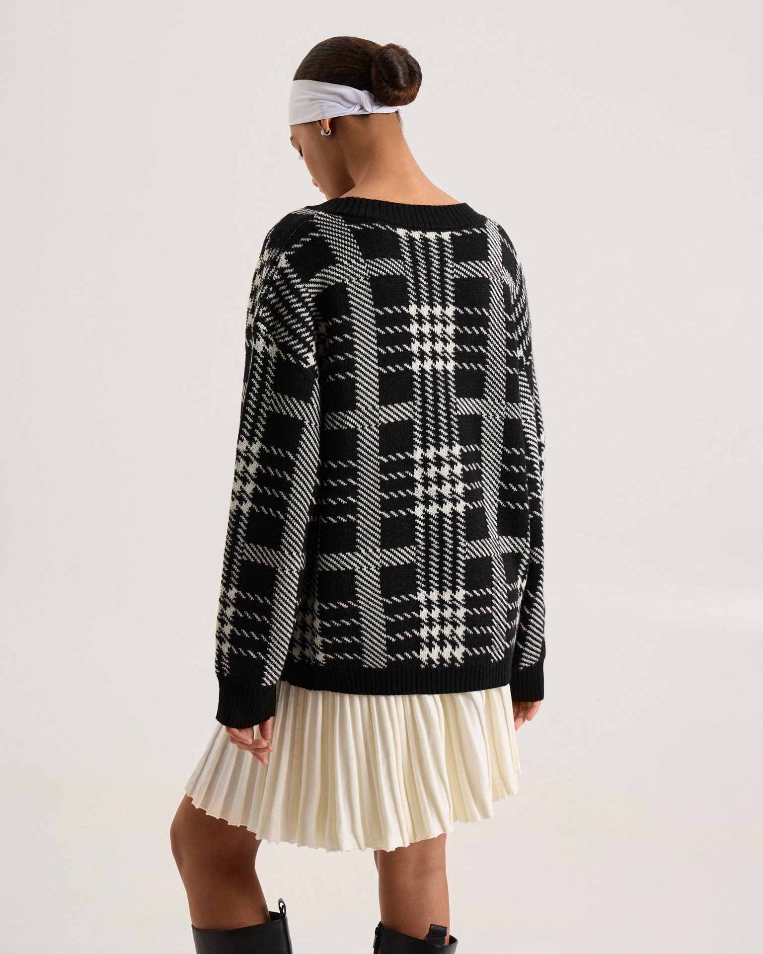 Checked jumper, Black — photo 3