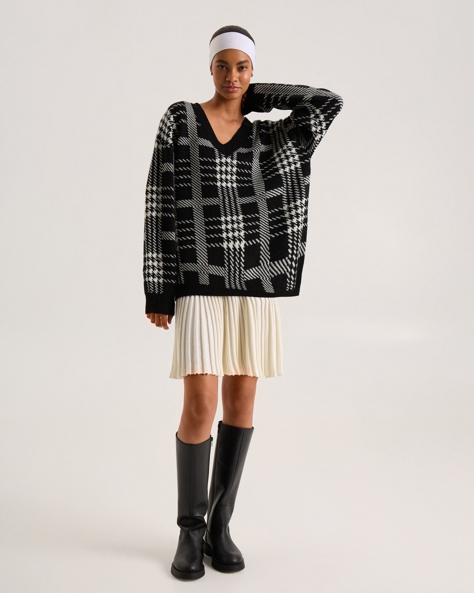 Checked jumper, Black — photo 4