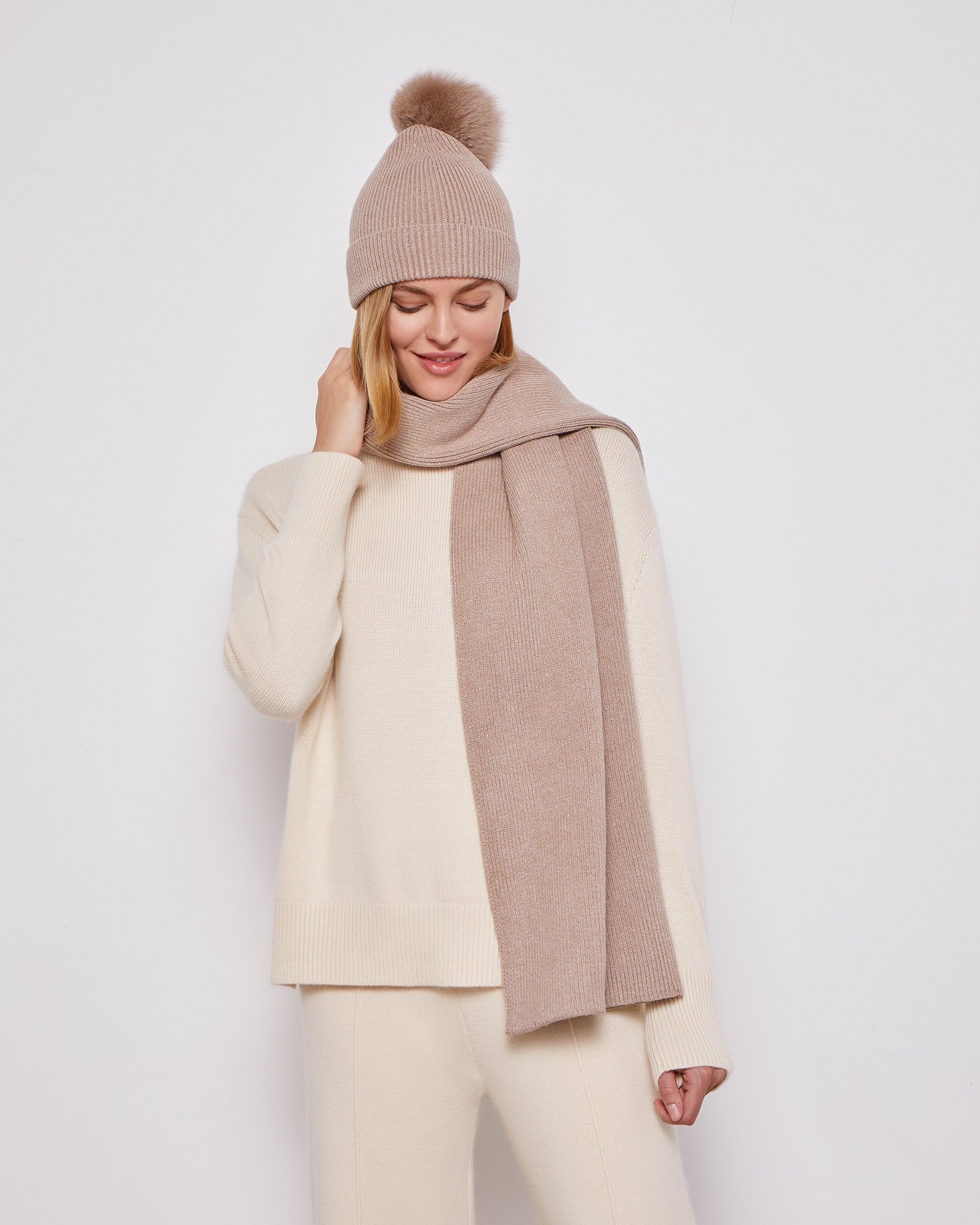 Long Solid Colour Scarf, Brown — photo 3