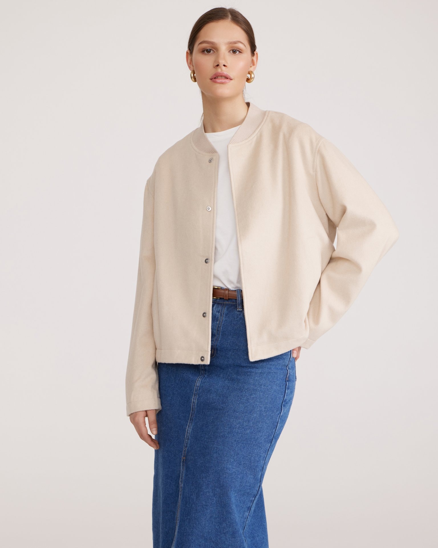 Wool bomber jacket, Beige