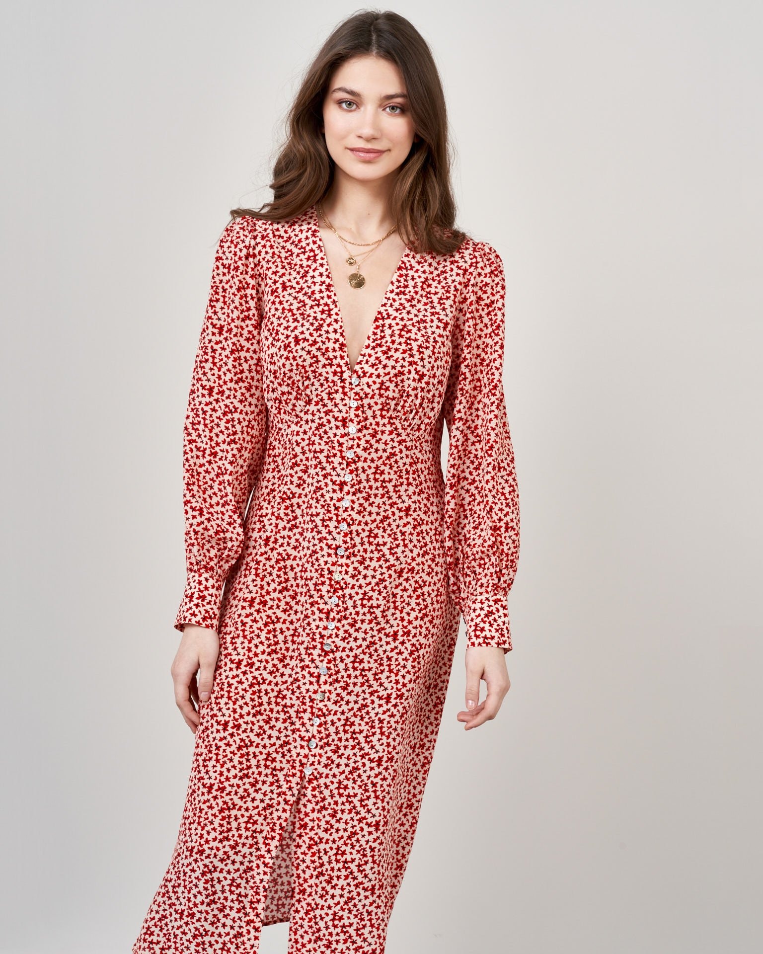 Straight-cut robe dress, Red — photo 4
