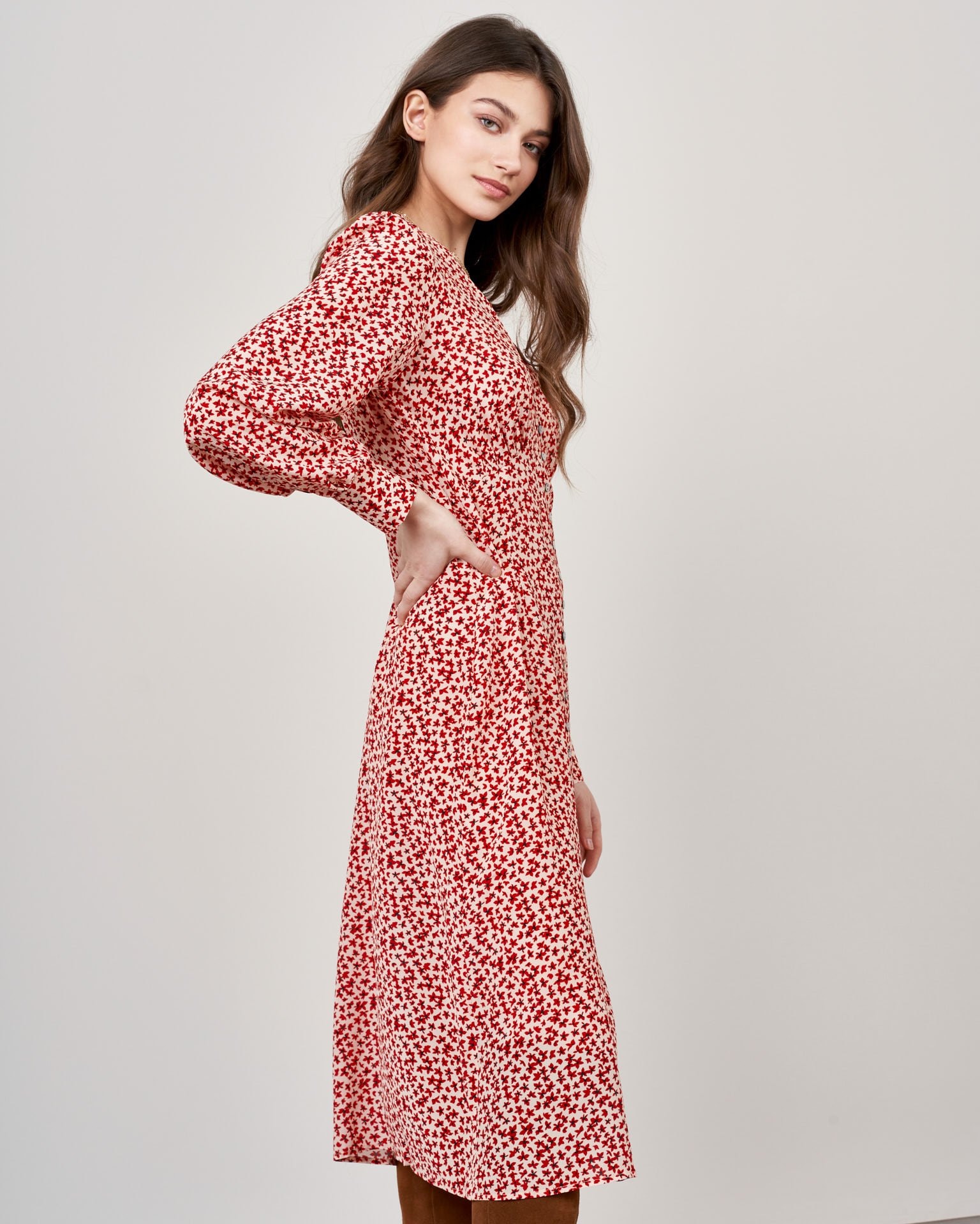 Straight-cut robe dress, Red — photo 3