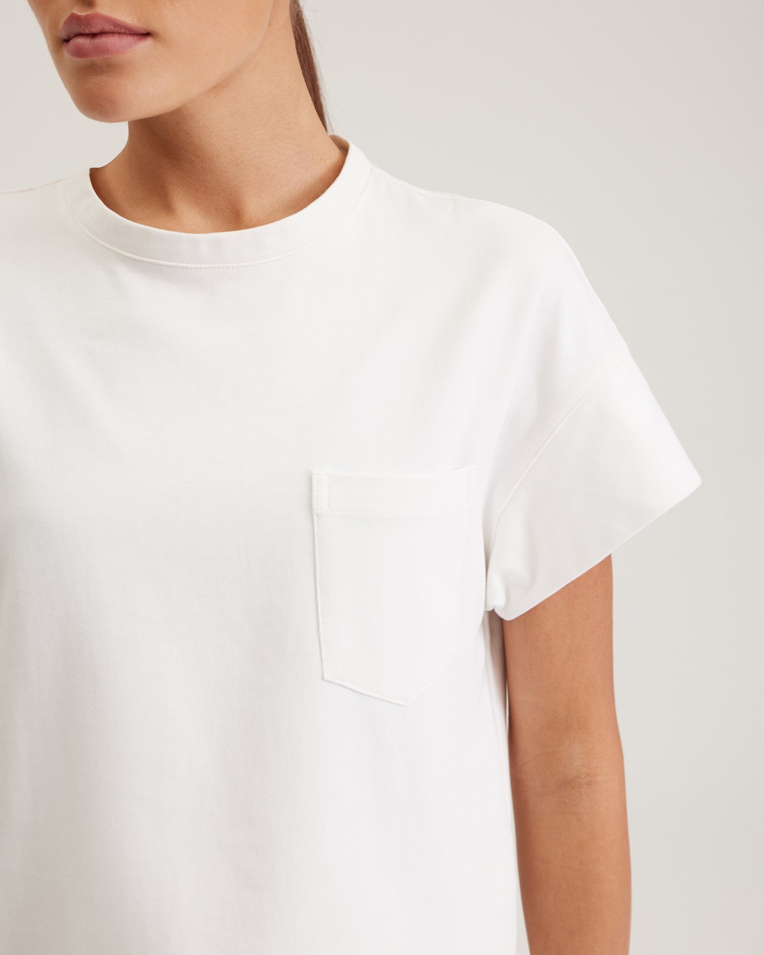 T-shirt with a Patch Pocket, Milk