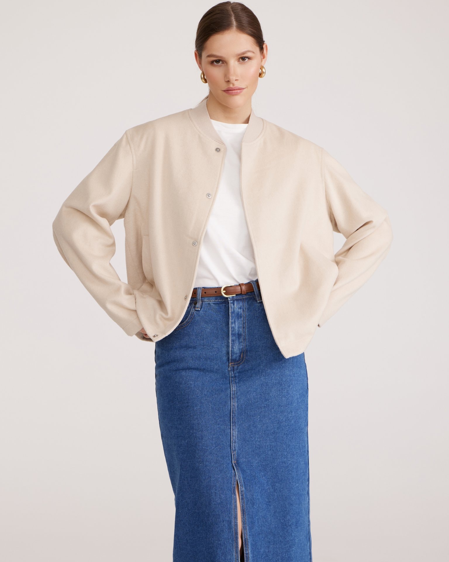 Wool bomber jacket, Beige — photo 6