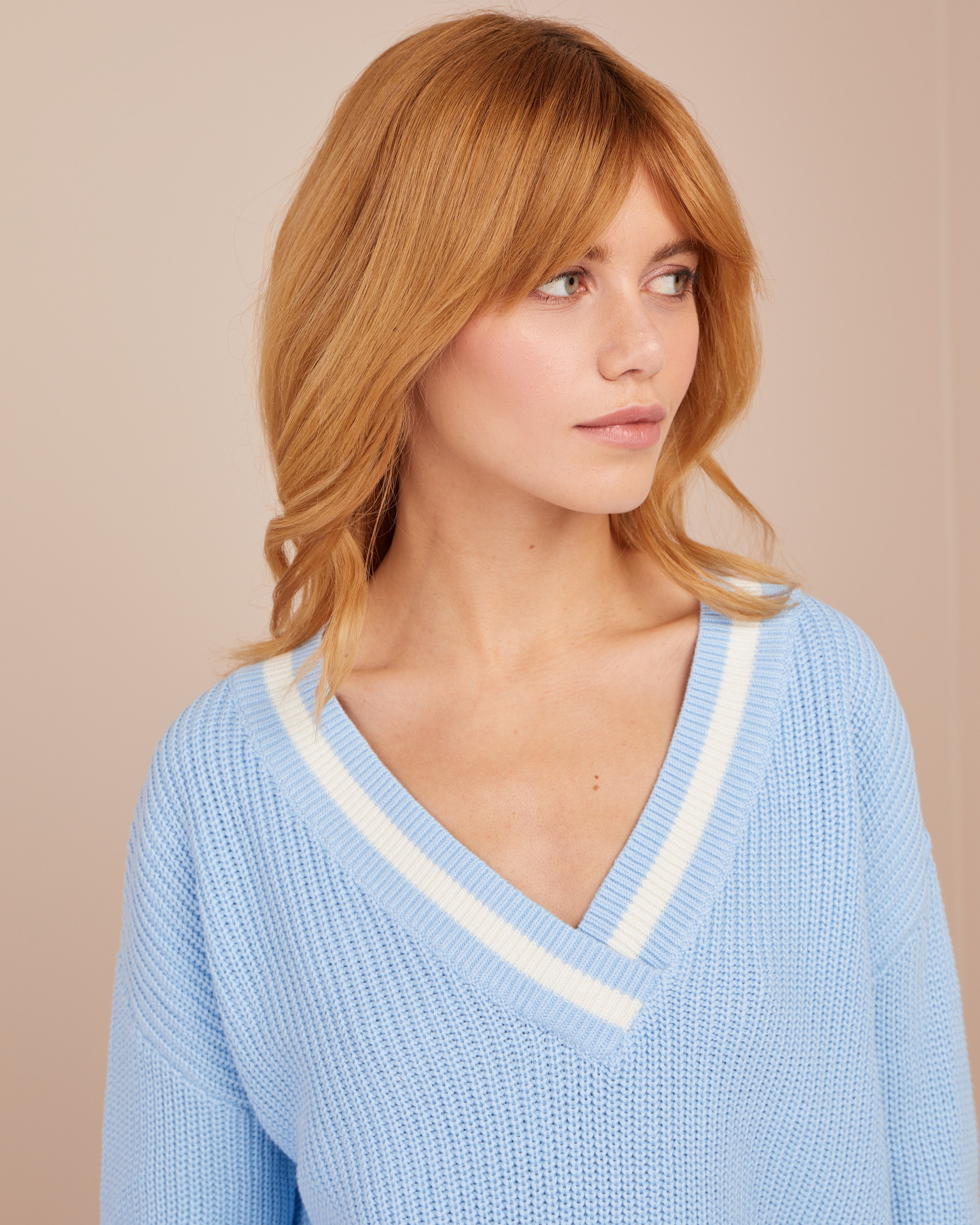 Knitted crop sweater, Sky Blue — photo 4