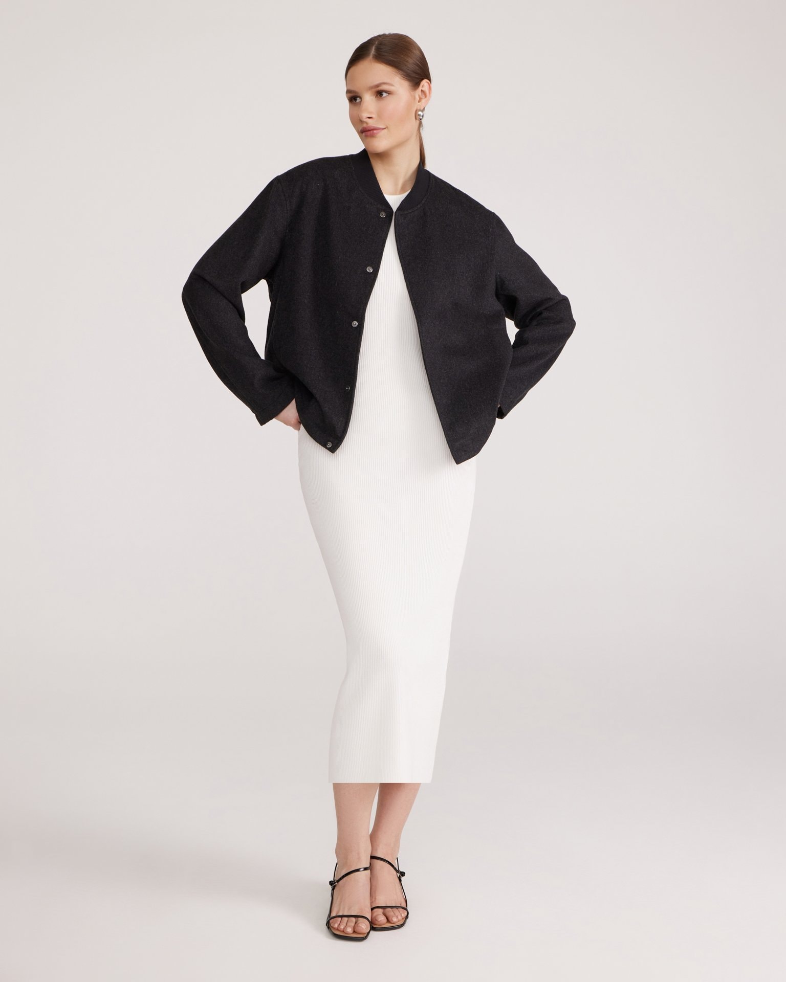 Dark grey wool bomber, Dark Grey