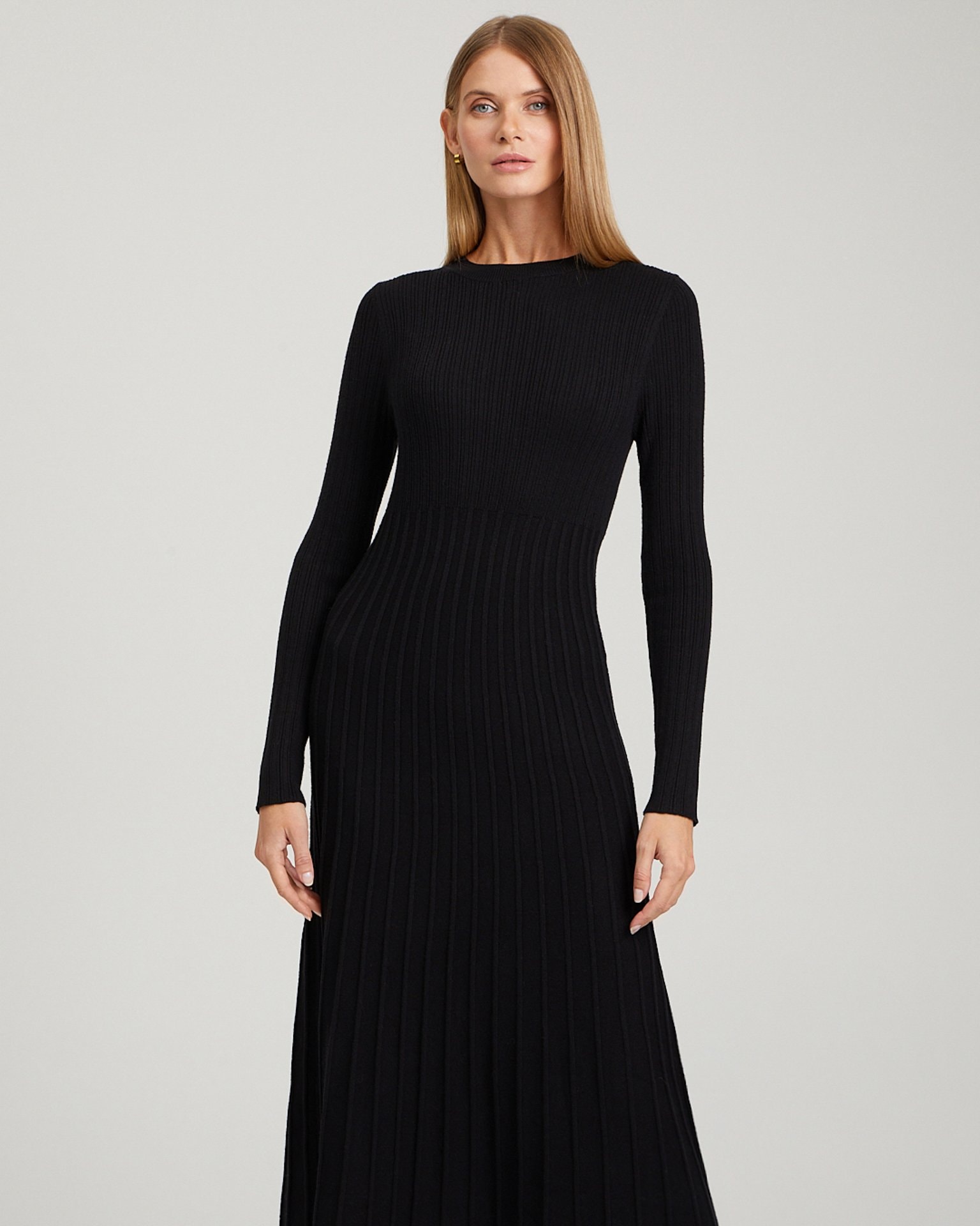 Knit midi dress, Black — photo 6