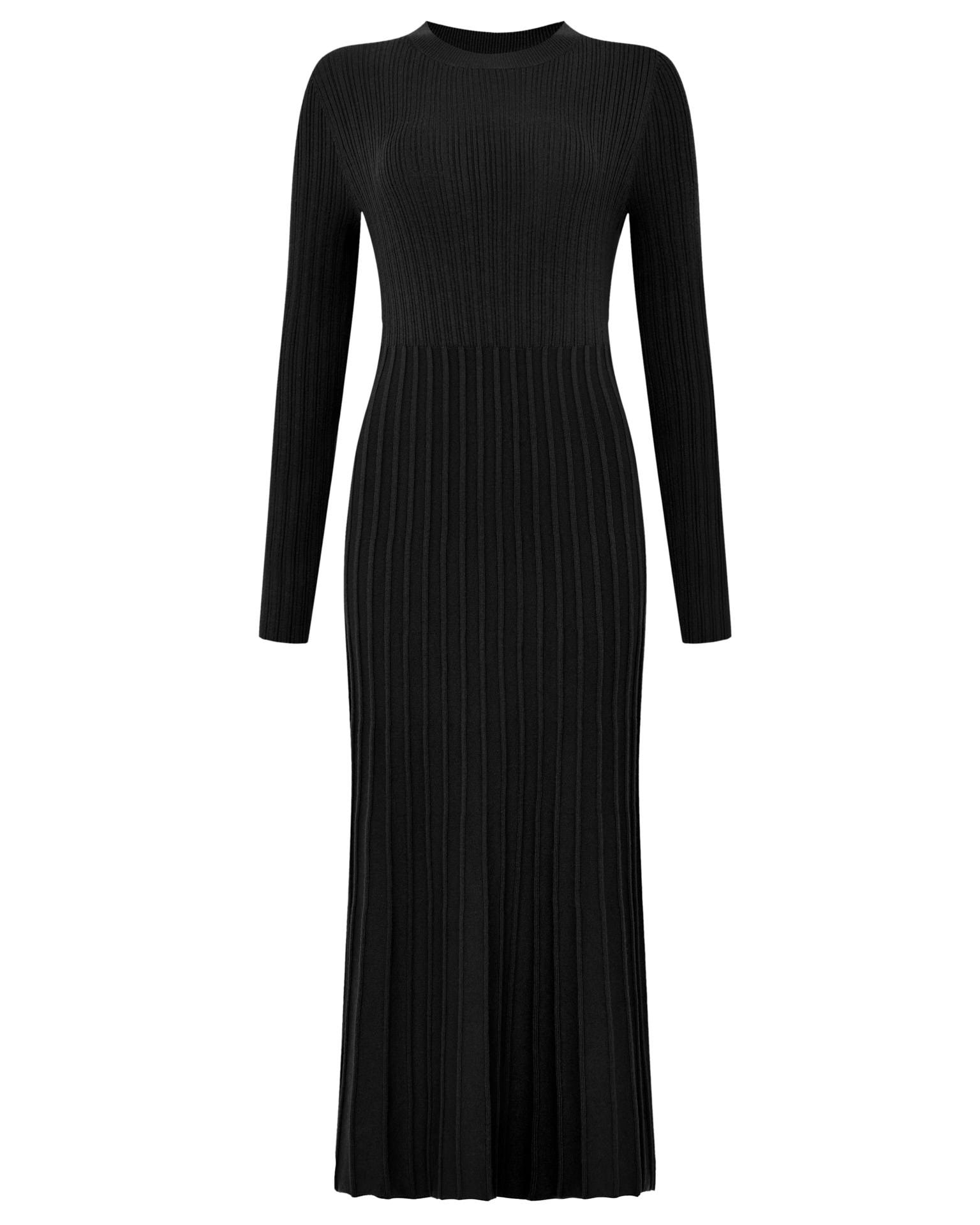 Knit midi dress, Black — photo 10