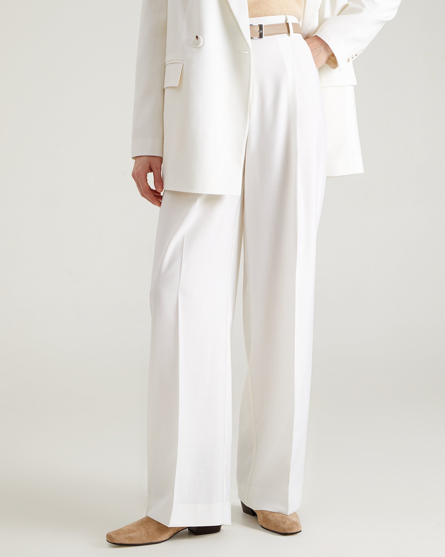 Trousers with creases, Milk — photo 4
