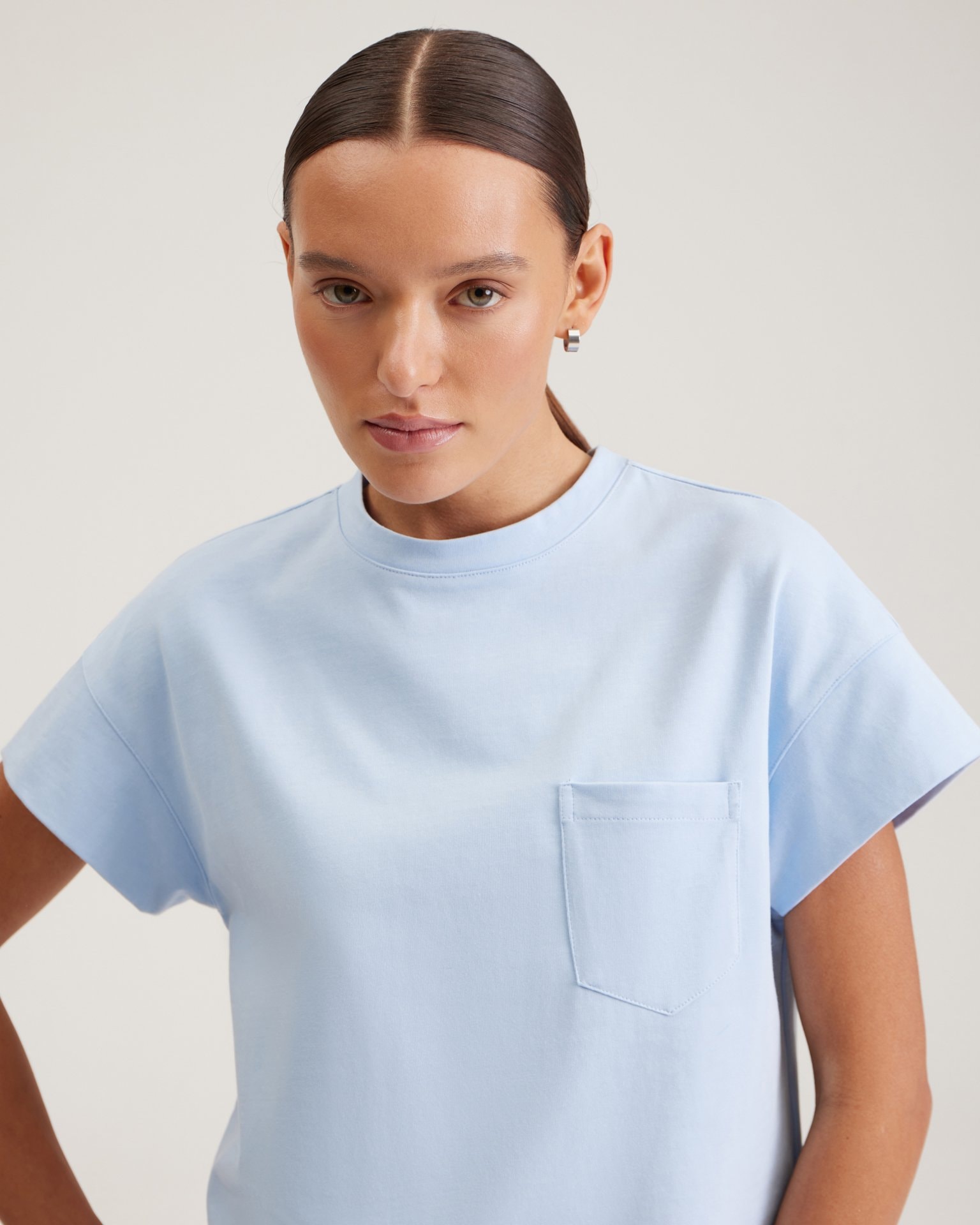T-shirt with a patch pocket, Blue — photo 6