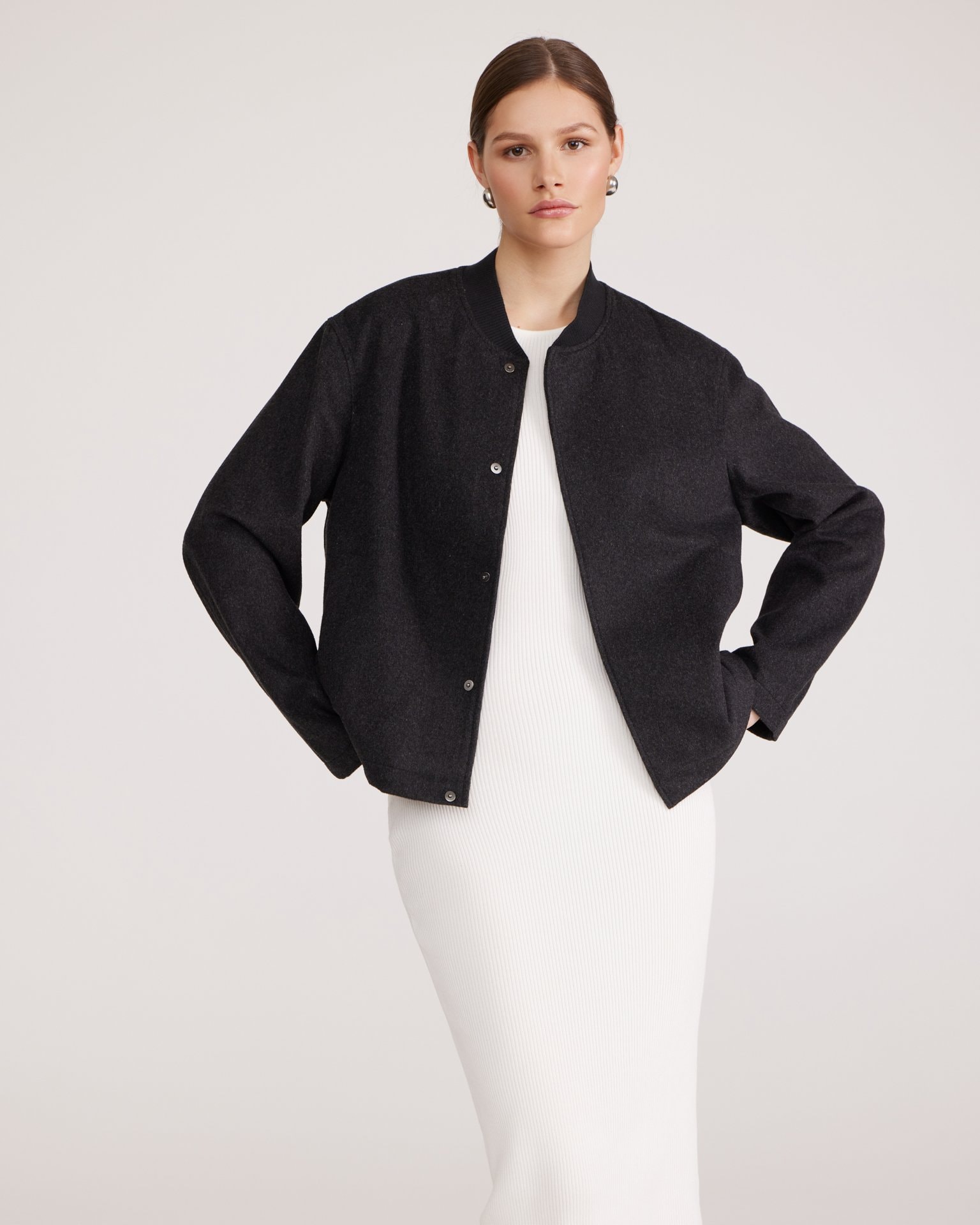 Dark grey wool bomber, Dark Grey — photo 5