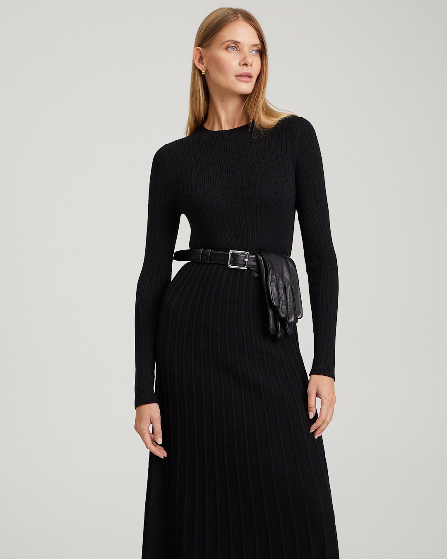 Knit midi dress, Black — photo 2