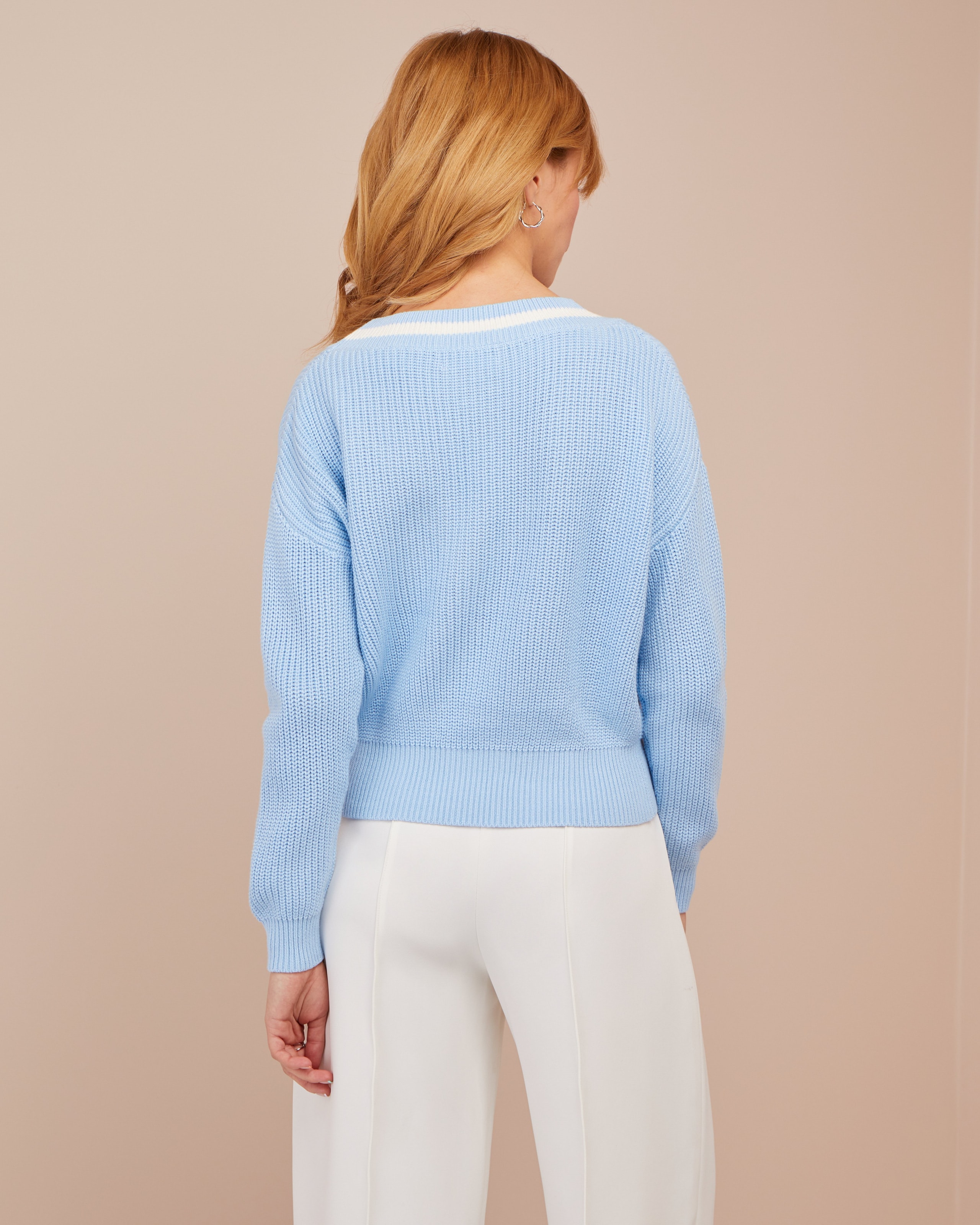 Knitted crop sweater, Sky Blue — photo 3