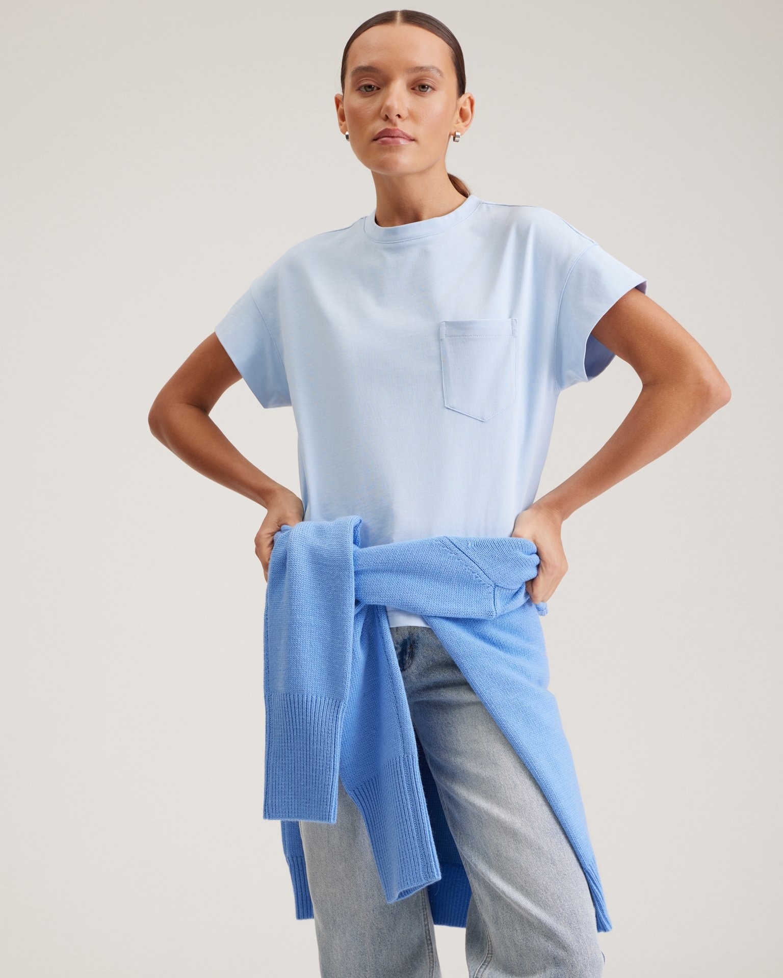 T-shirt with a patch pocket, Blue