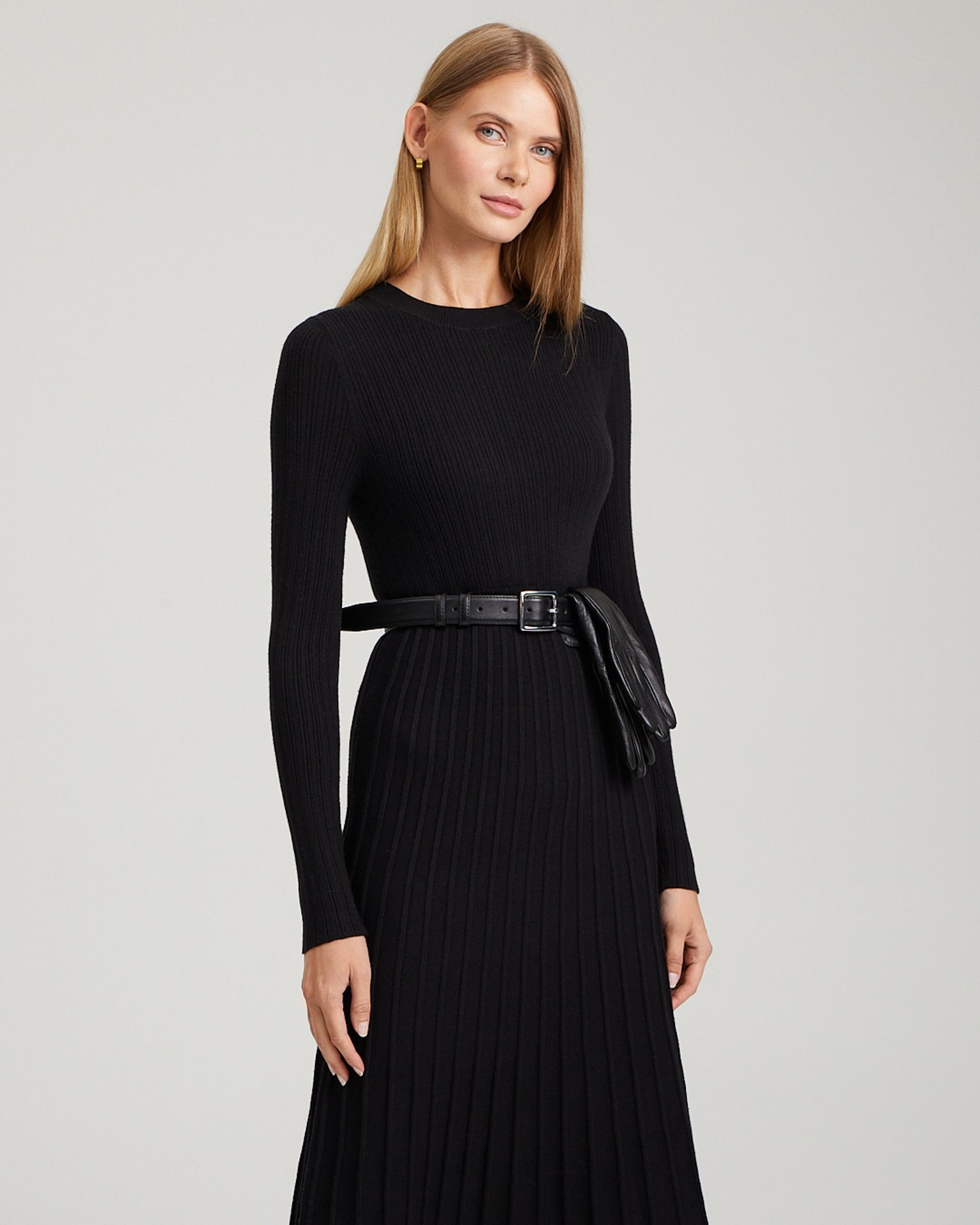 Knit midi dress, Black — photo 4