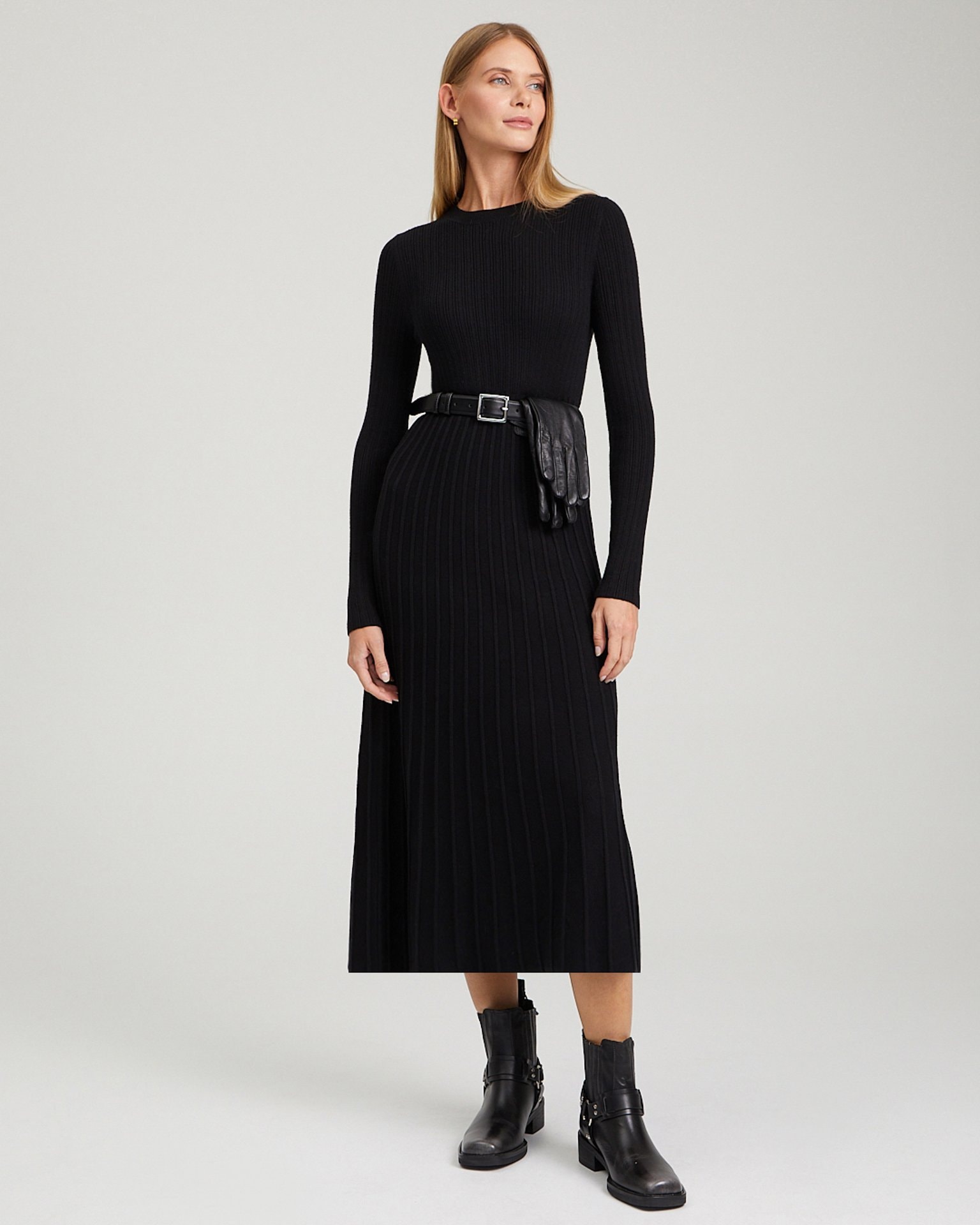 Knit midi dress, Black