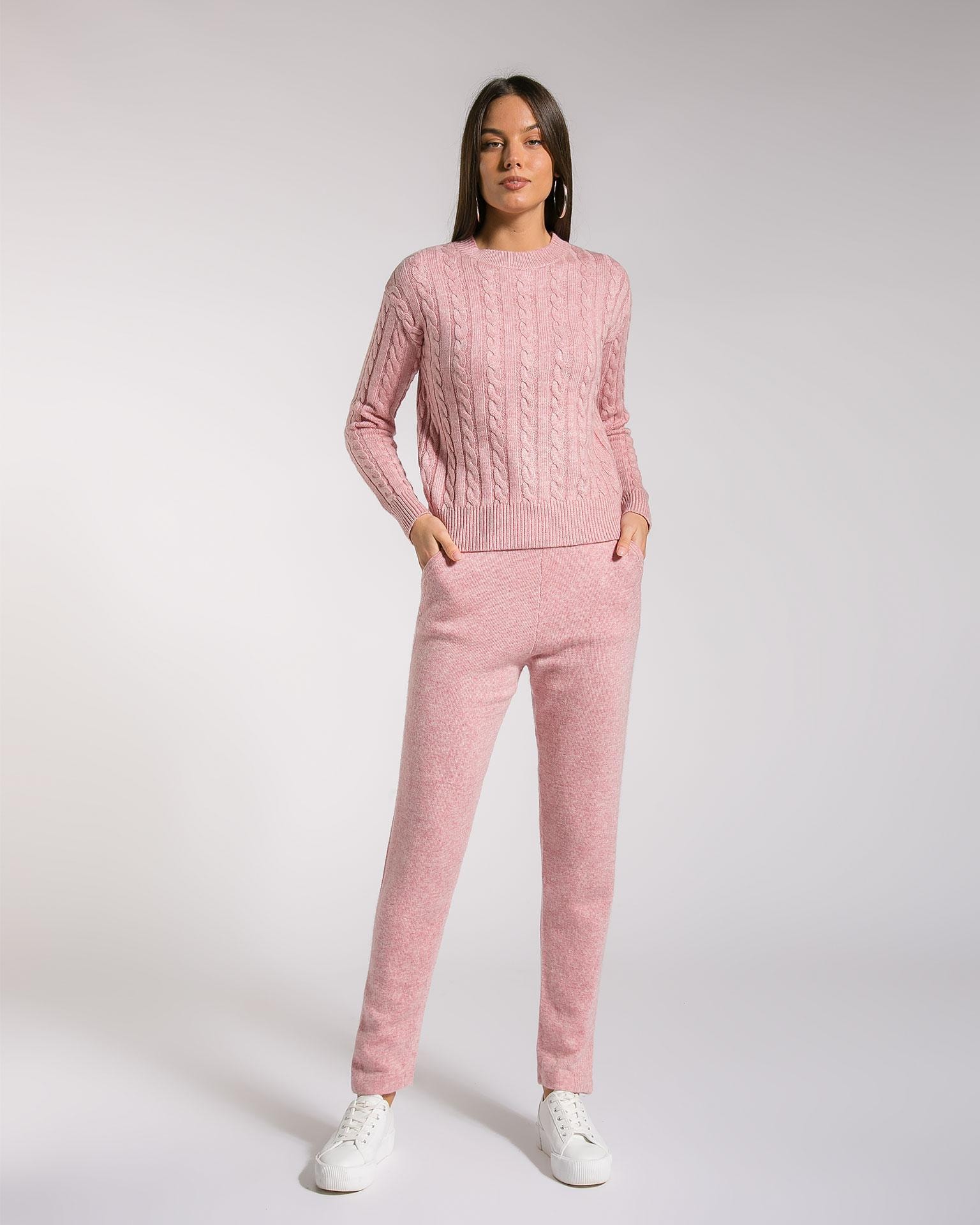 Trouser suit in a delicate pink cashmere and wool blend, Pink — photo 3