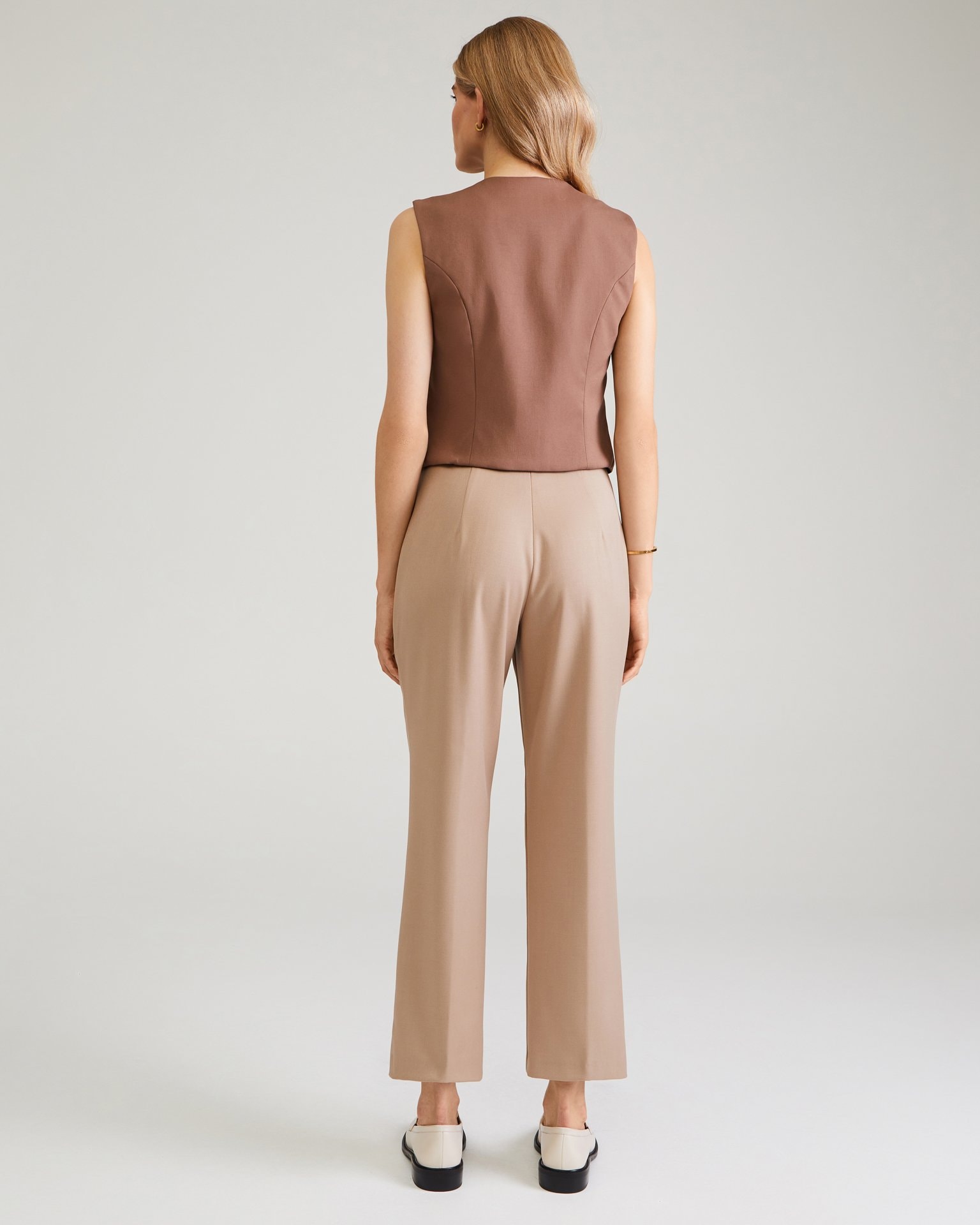 Cropped trousers in beige, Beige — photo 3