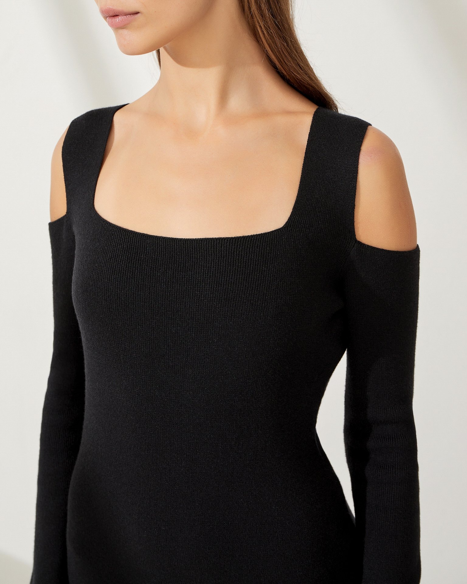 Dress with a square neckline, Black — photo 5