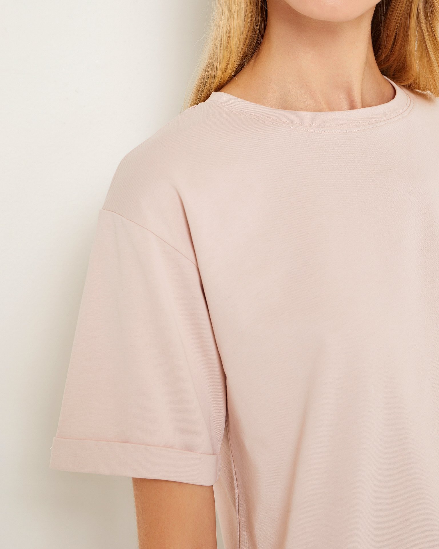 Basic cotton T-shirt, Pink — photo 6