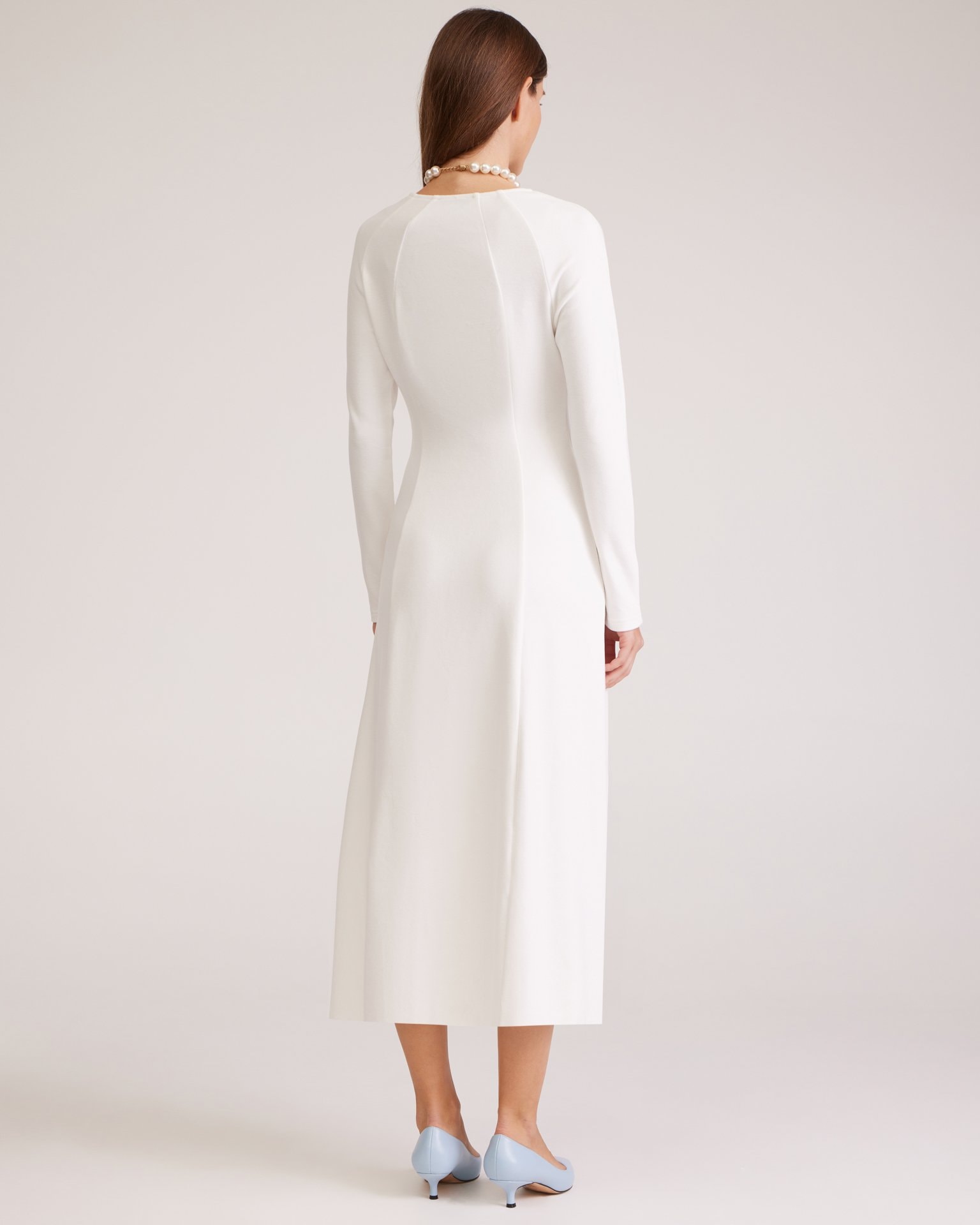 Cream dress with a slit, Milk — photo 3