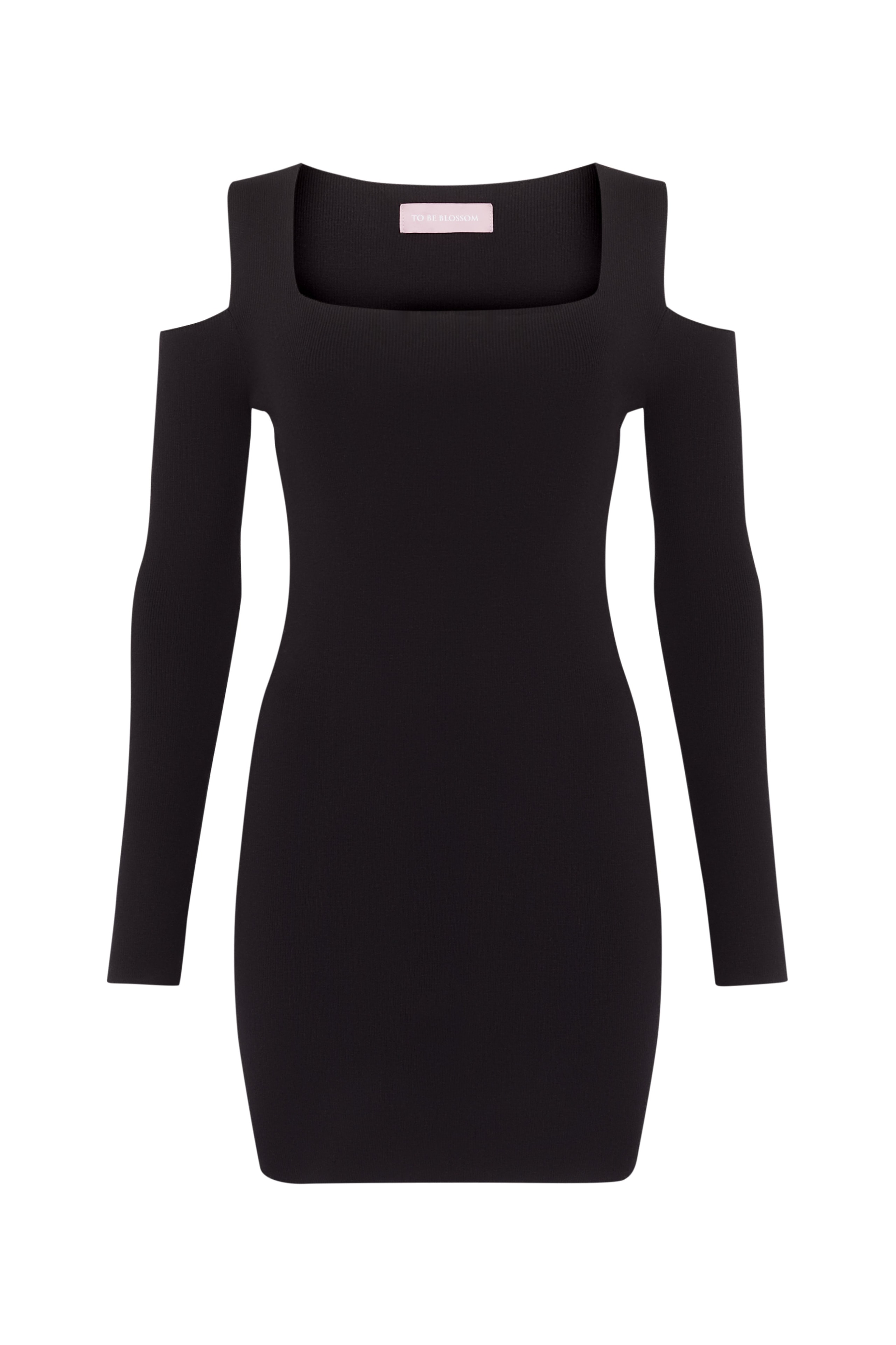Dress with a square neckline, Black — photo 6