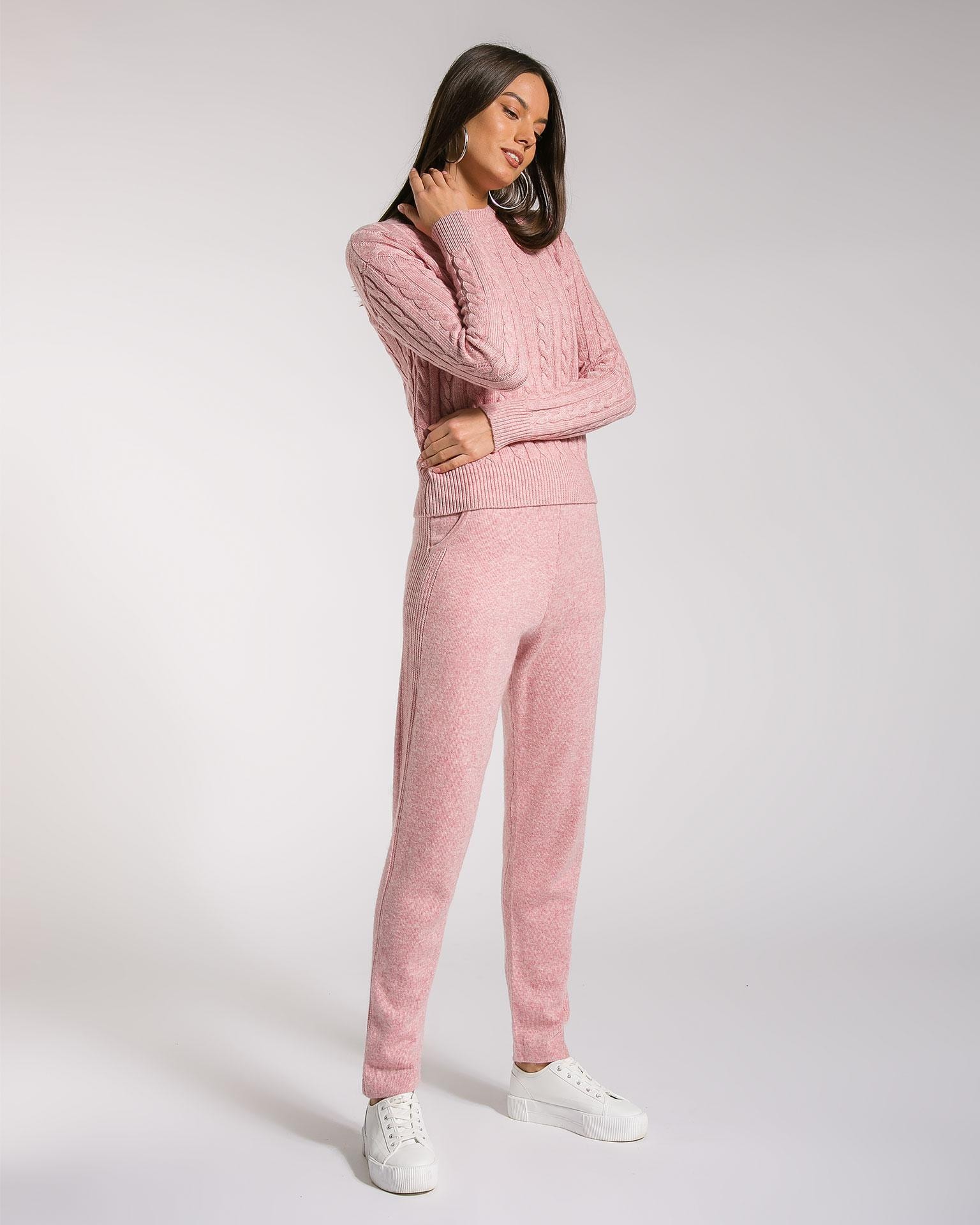 Trouser suit in a delicate pink cashmere and wool blend, Pink — photo 4
