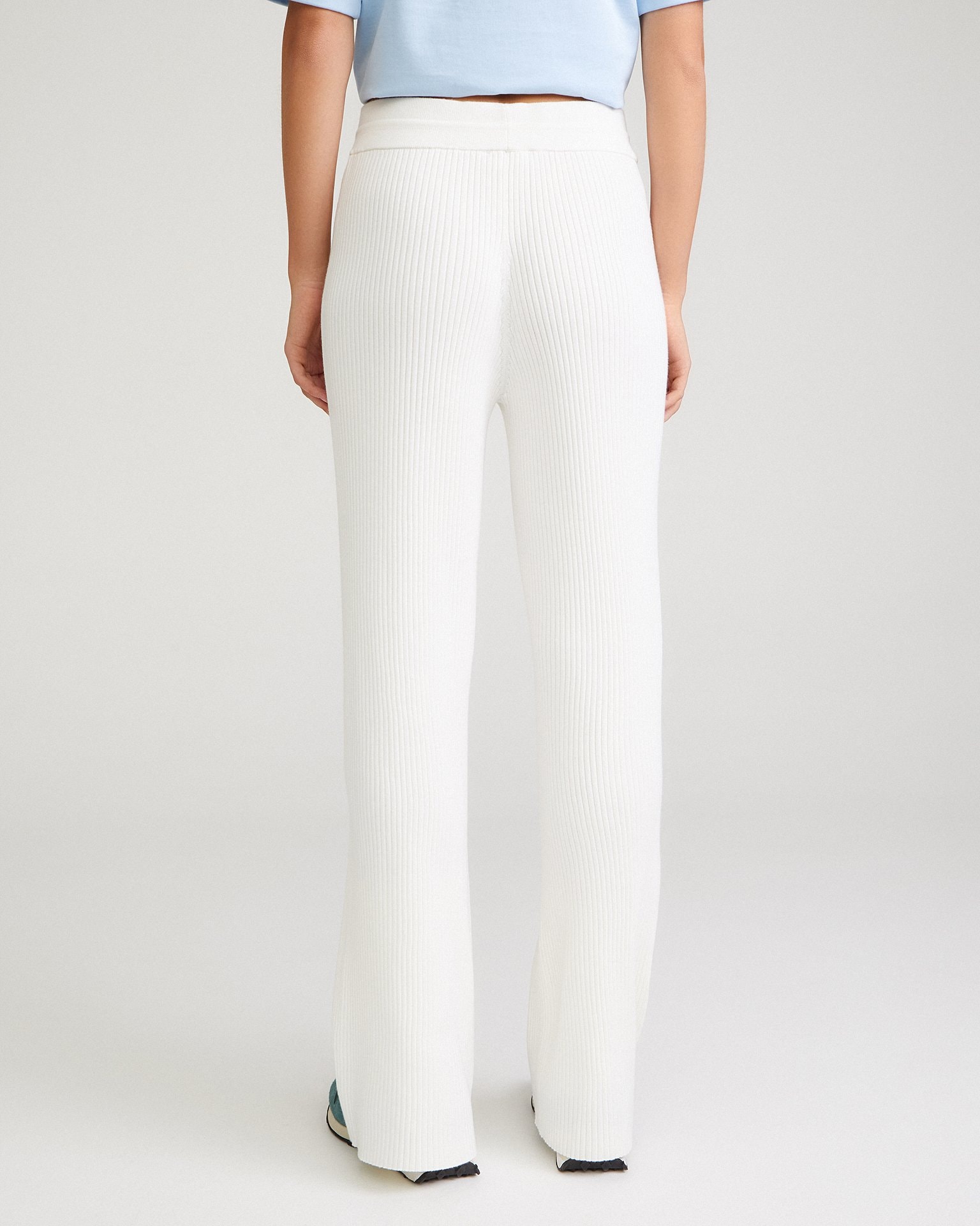 Flared white trousers, White — photo 6