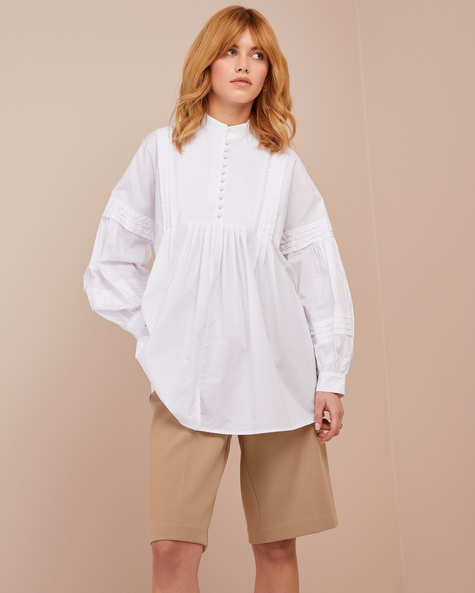 Voluminous-cut shirt, White — photo 2